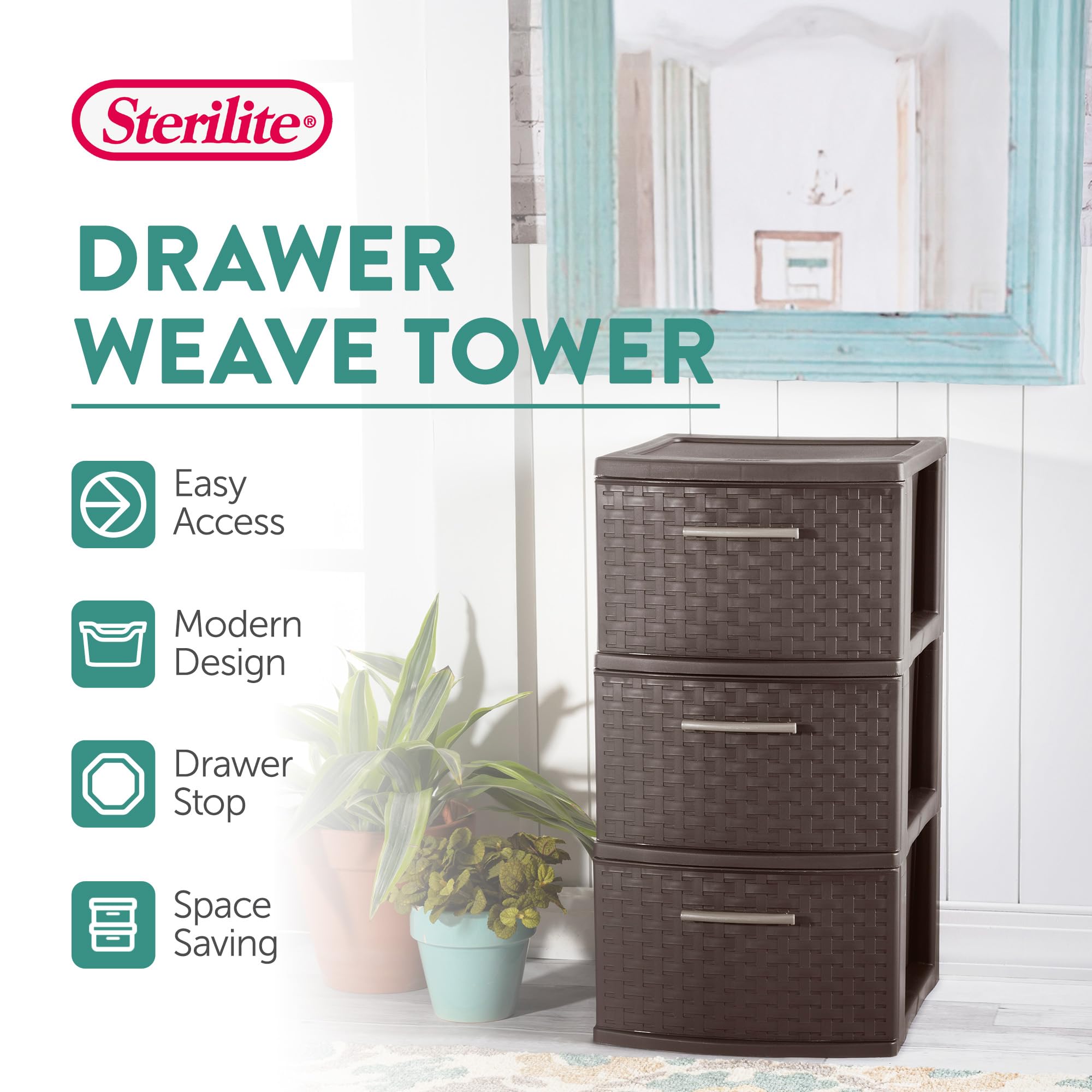 sterilite-2-pack-3-drawer-weave-tower-home-plastic-organizer-with-handles-espres image 4