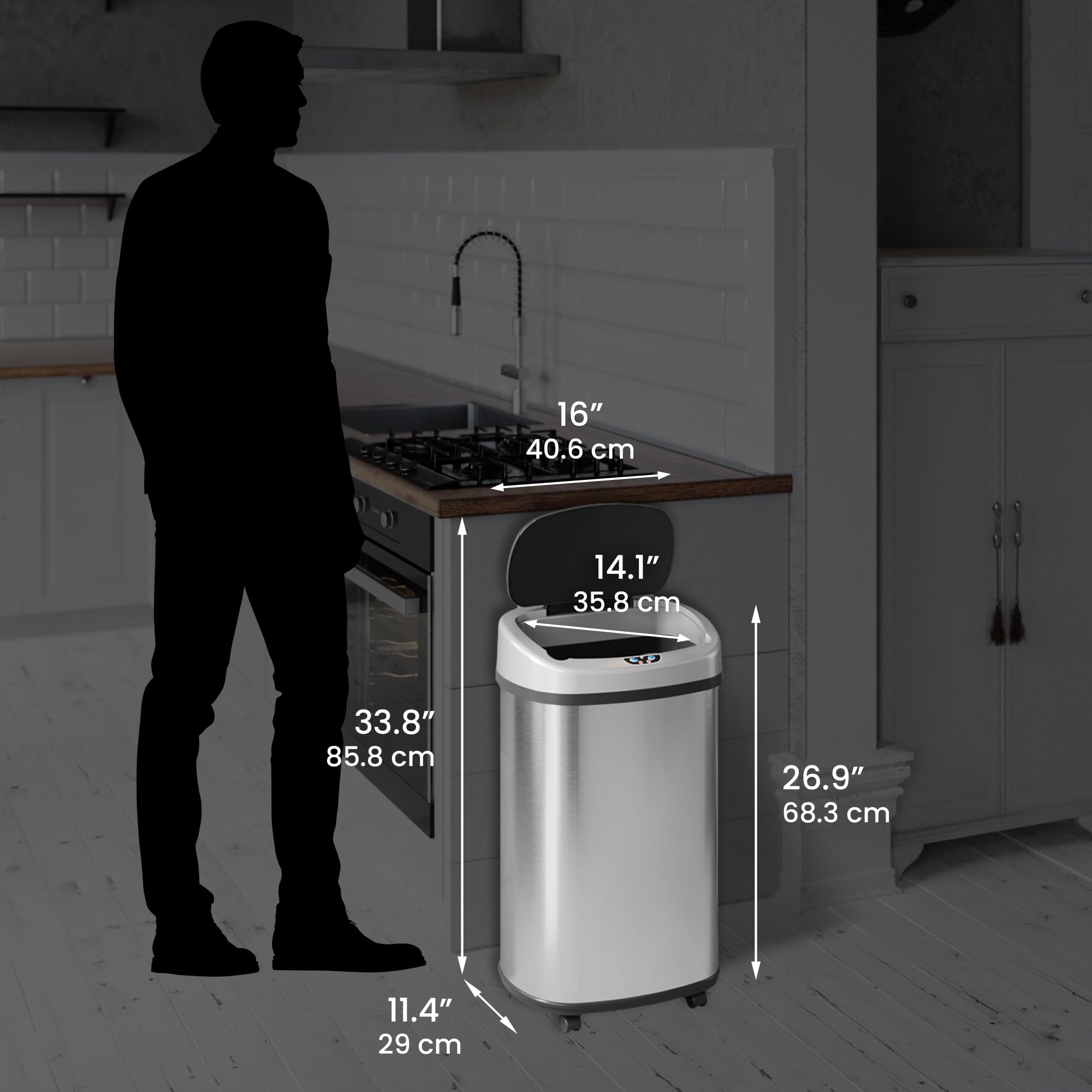 itouchless-sensorcan-13-gallon-automatic-sensor-trash-can-with-wheels-stainless- image 6