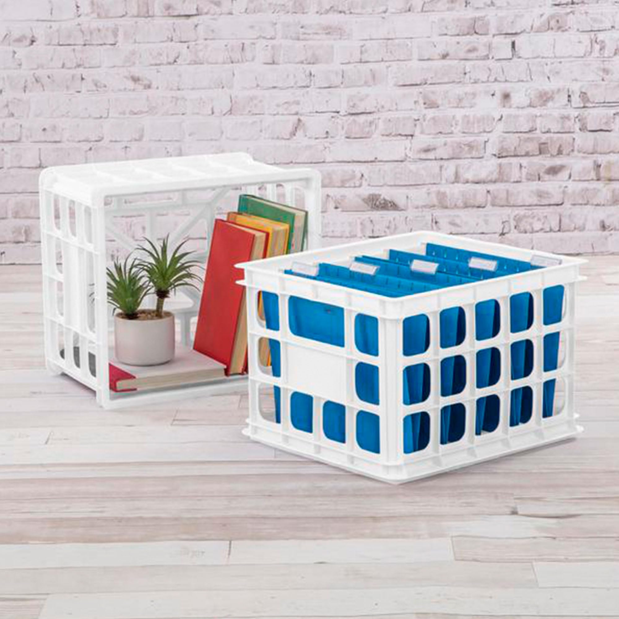 sterilite-storage-crates-6-pack-white-stackable-plastic-open-baskets-with-handle image 4