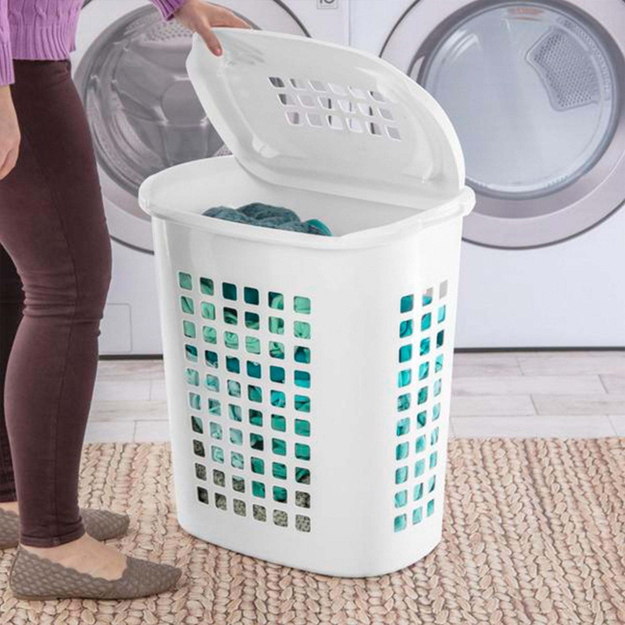 sterilite-2-3-bushel-lift-top-laundry-hamper-24-tall-white-4-pack image 6