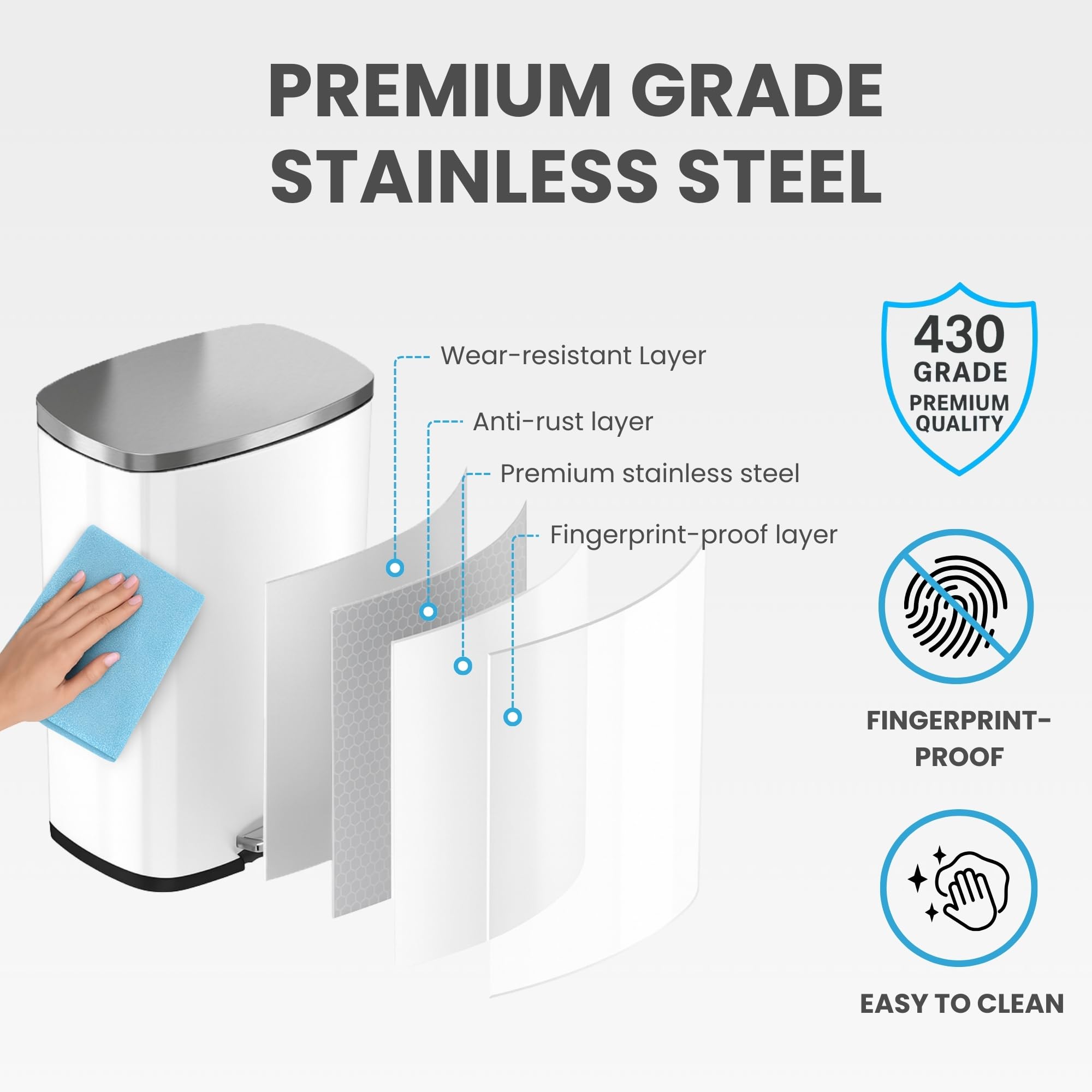 itouchless-13-gallon-step-trash-can-with-odor-filter-stainless-steel-ivory-white image 7