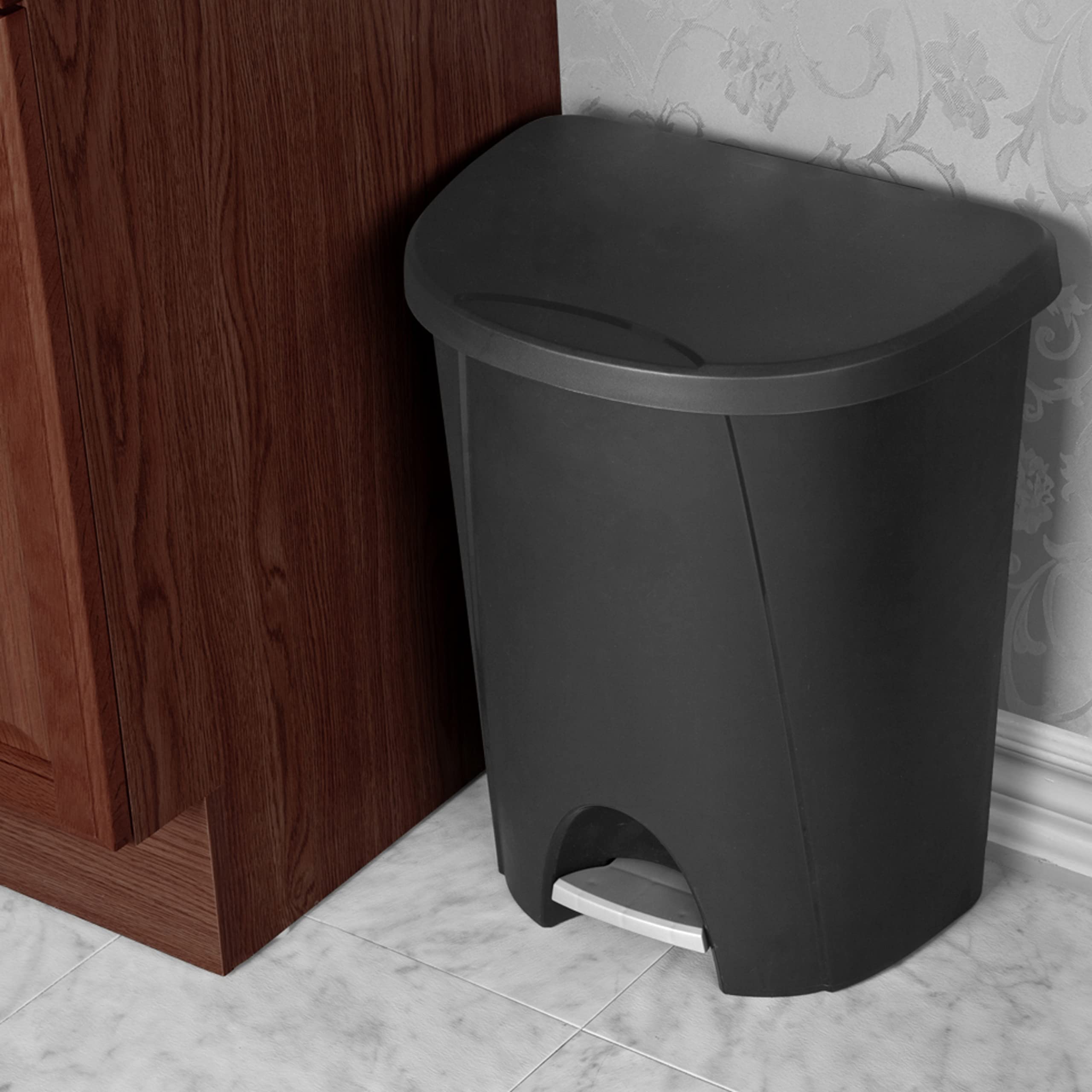 sterilite-6-6-gallon-stepon-wastebasket-with-lid-black-4-pack image 6