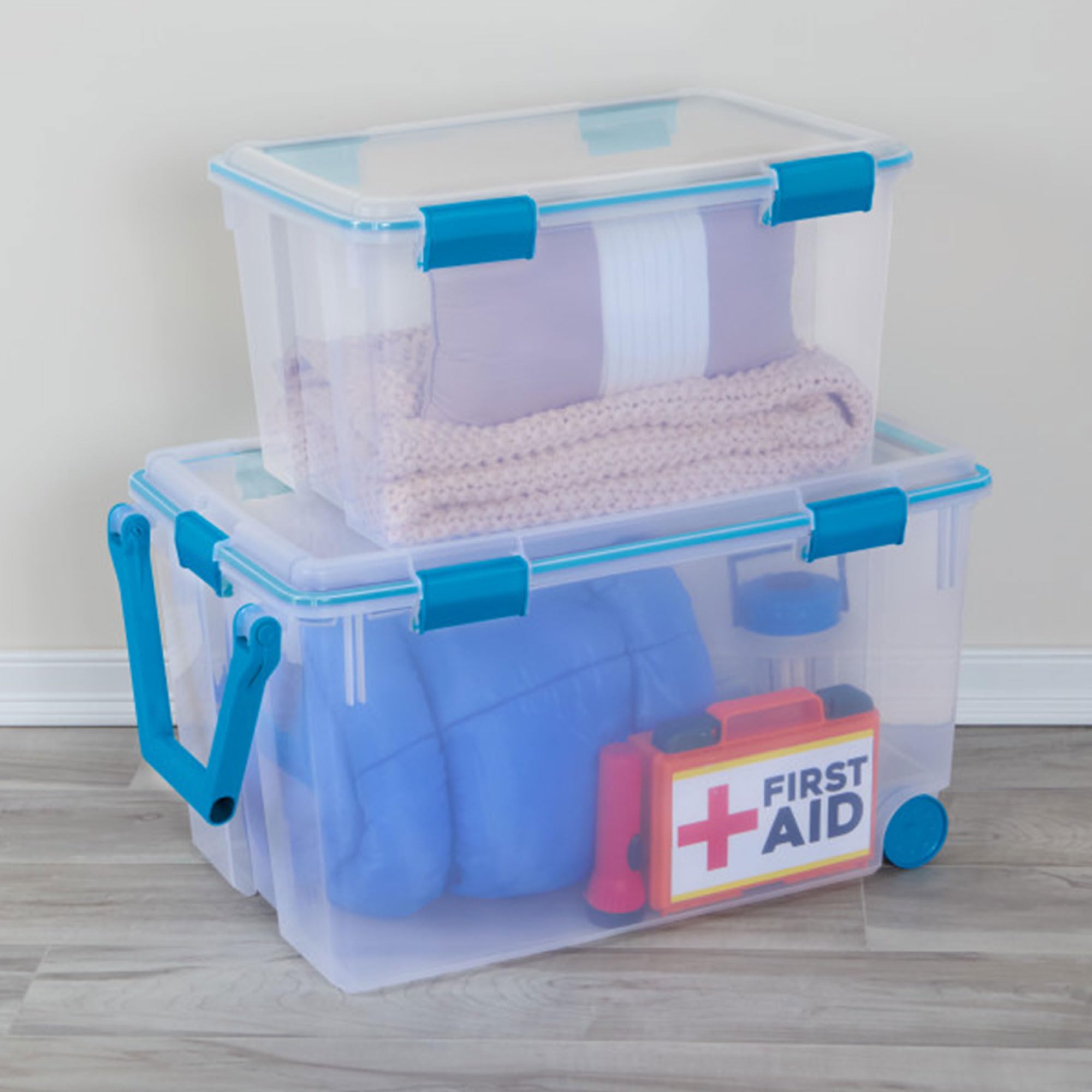 sterilite-54-quart-gasket-box-clear-storage-tote-with-blue-latches-8-pack-for-ai image 2