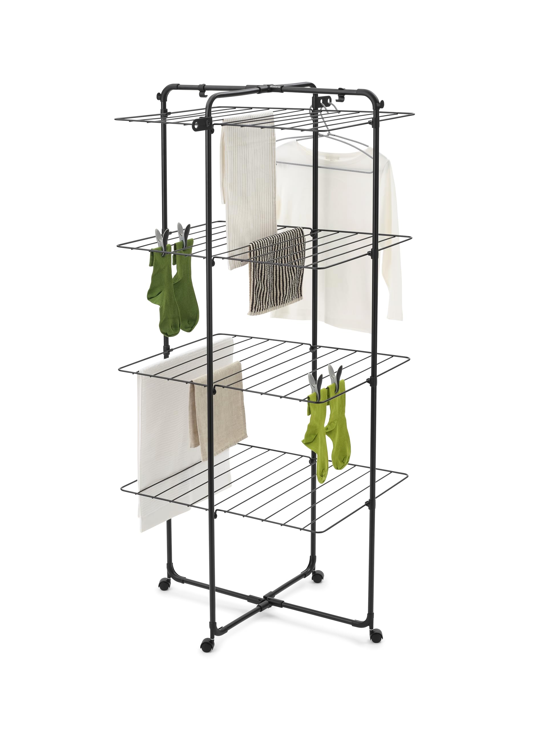 brabantia-hangon-tower-clothes-drying-rack-with-wheels-tall-3-tier-98ft-30m-dryi image 5