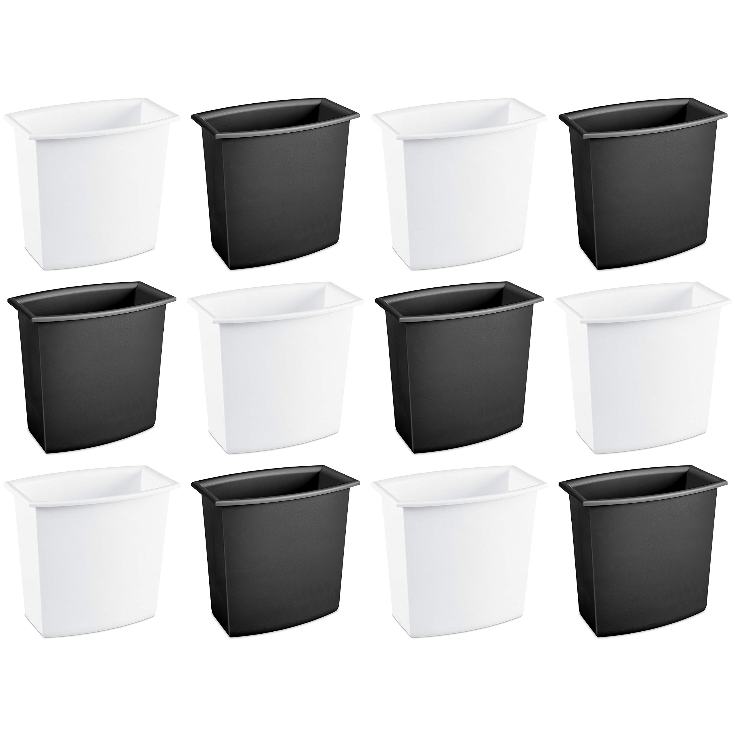 sterilite-2-gallon-rectangular-vanity-wastebasket-12-pack-white-black image 1