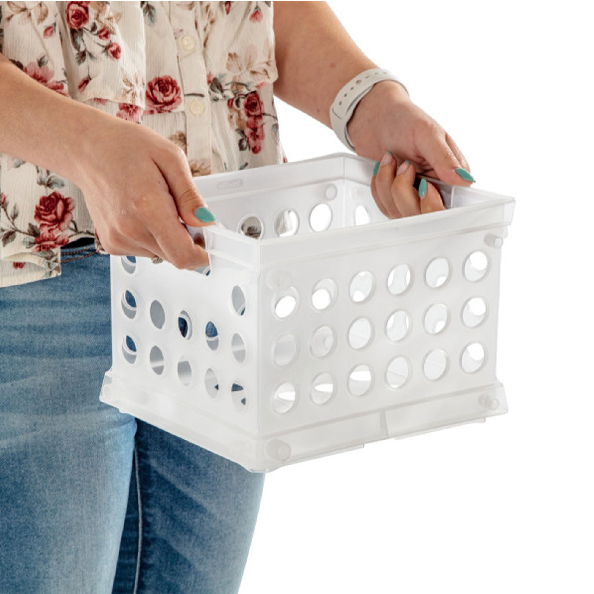 sterilite-mini-crate-stackable-plastic-storage-bin-with-handles-clear-12-pack image 4