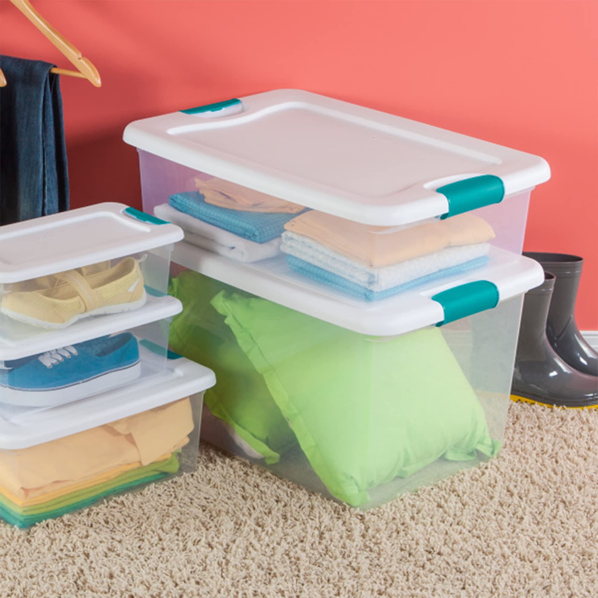 sterilite-32-qt-clear-stackable-storage-boxes-with-white-latching-lids-7-pack image 4