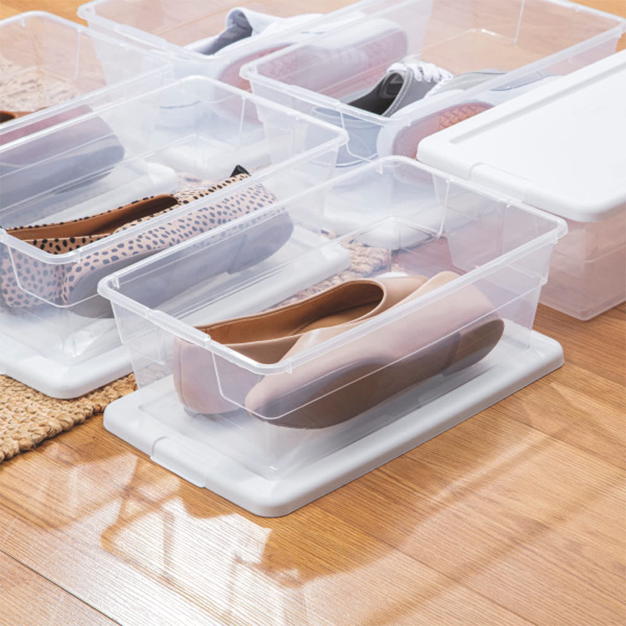 sterilite-6-quart-clear-plastic-stackable-storage-container-bin-box-tote-with-sn image 7