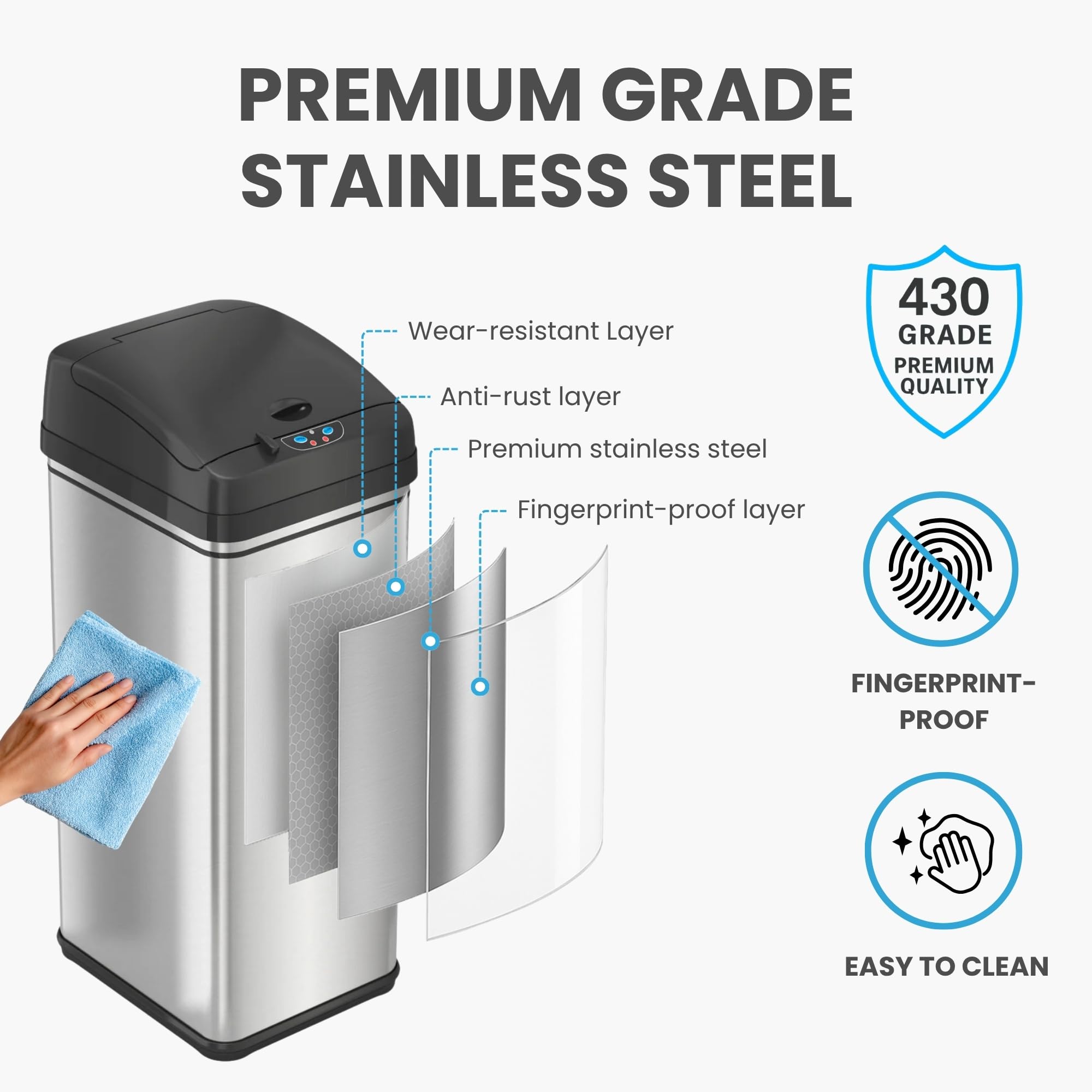 itouchless-13-gallon-dog-proof-trash-can-with-odor-filter-stainless-steel-motion image 7