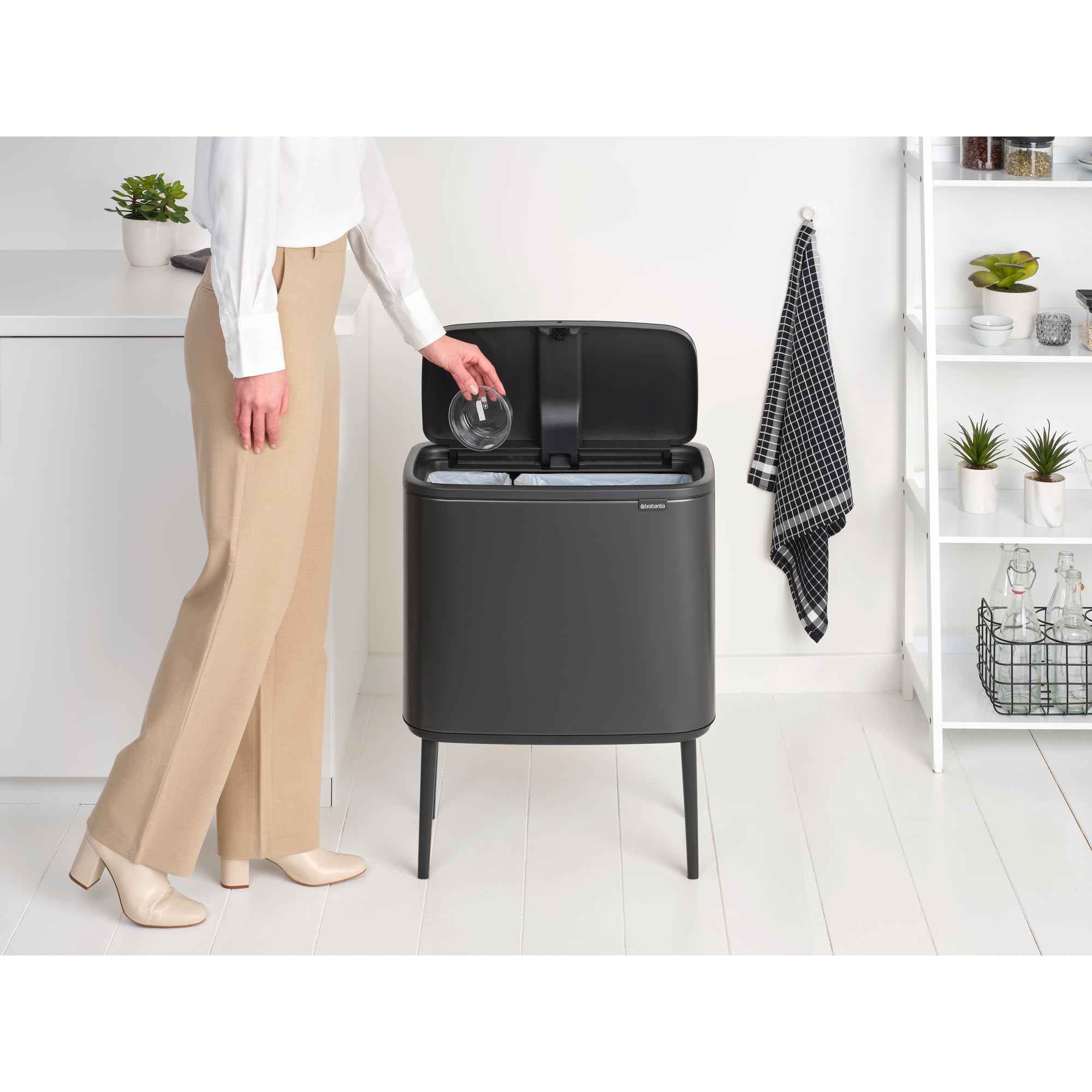 brabantia-bo-touch-top-kitchen-trash-can-with-dual-compartments-raised-legs-conf image 5