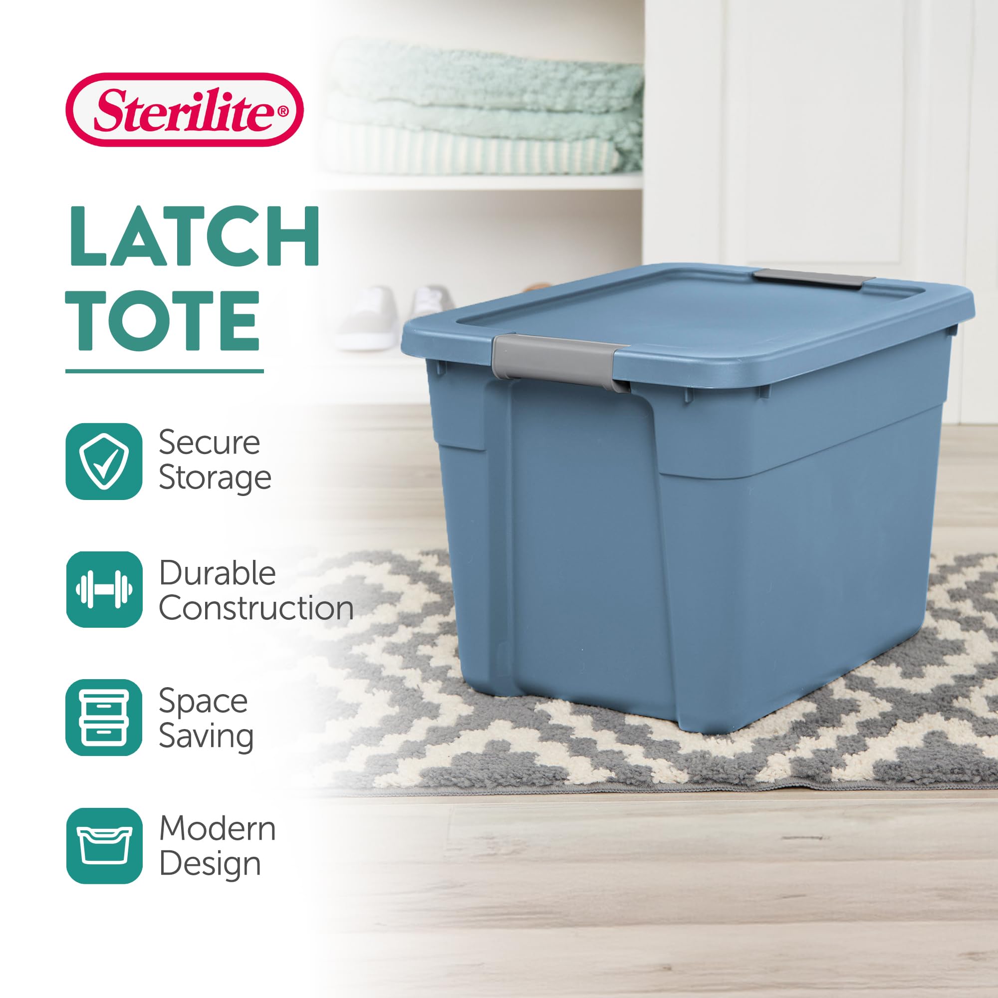 sterilite-12-gallon-latching-tote-stackable-storage-bin-container-with-secure-li image 2