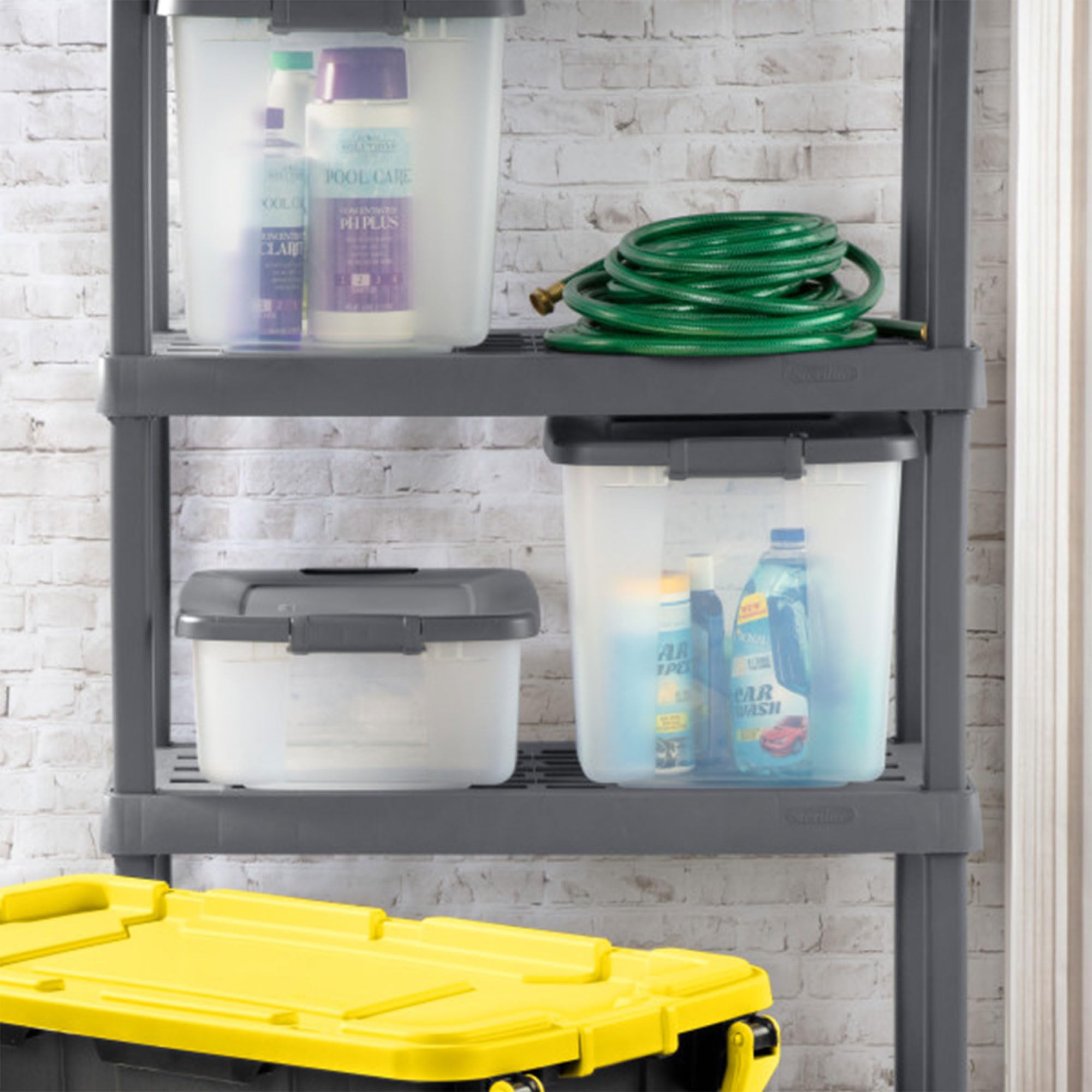sterilite-shelftote-25-quart-clear-plastic-storage-bins-with-lids-12-pack-gray image 8