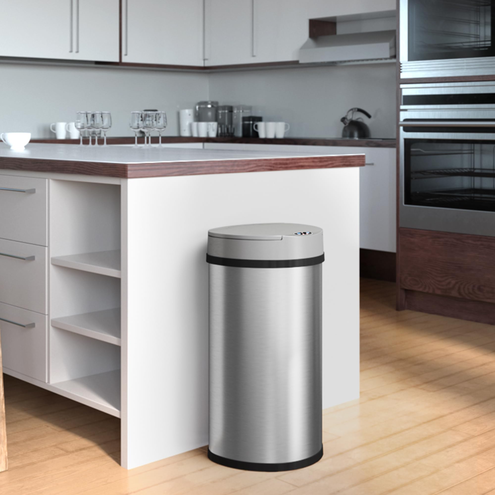 itouchless-13-gallon-semi-round-extra-wide-opening-sensor-touchless-trash-can-wi image 3