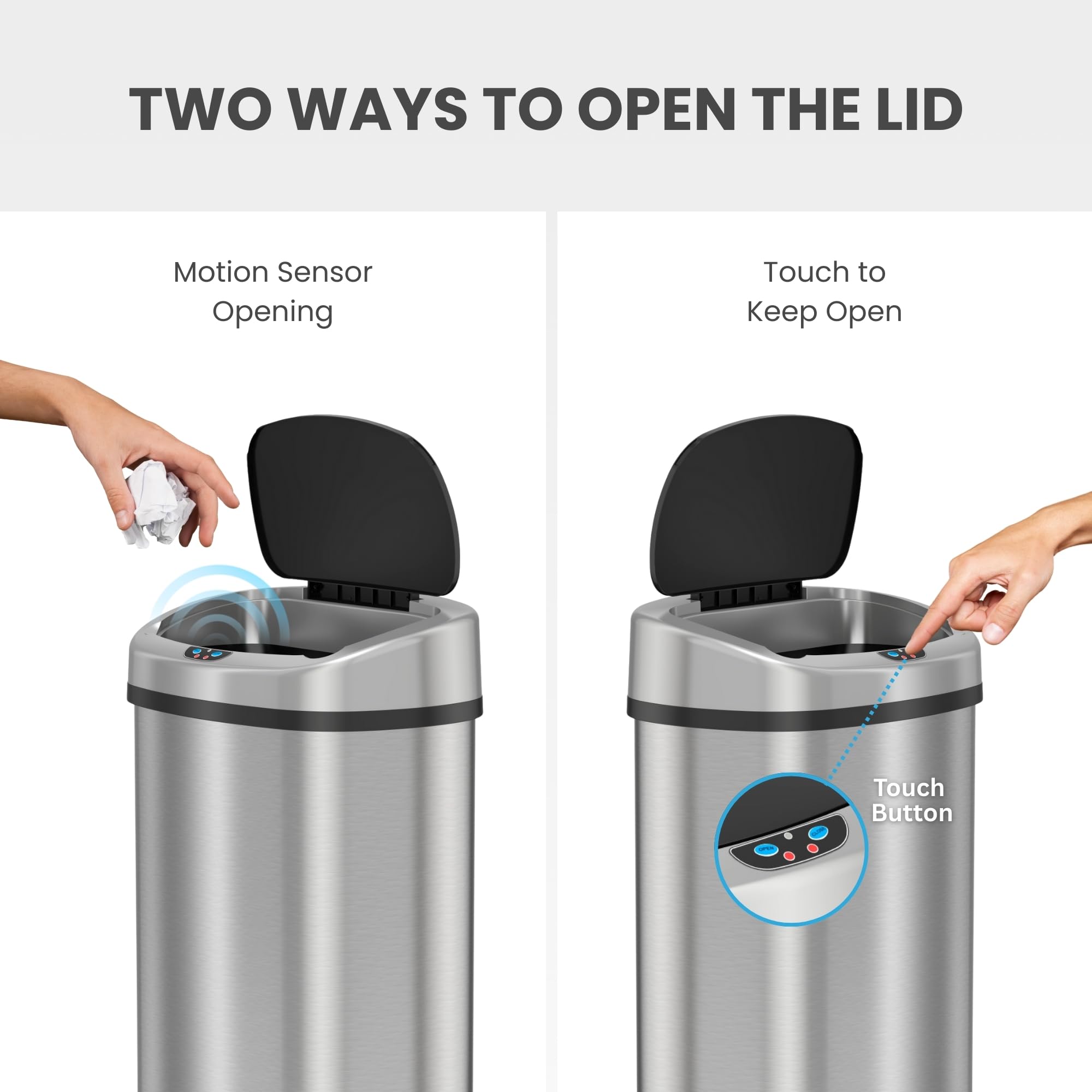 itouchless-sensorcan-13-gallon-automatic-sensor-trash-can-with-wheels-stainless- image 3
