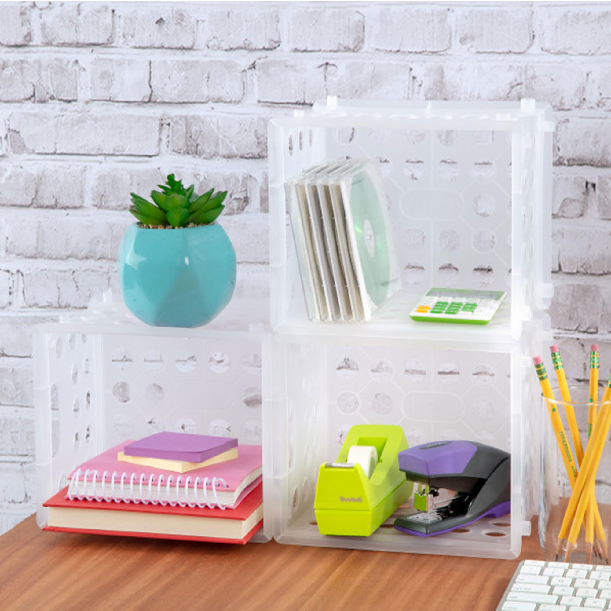 sterilite-mini-crate-stackable-plastic-storage-bin-with-handles-clear-12-pack image 8