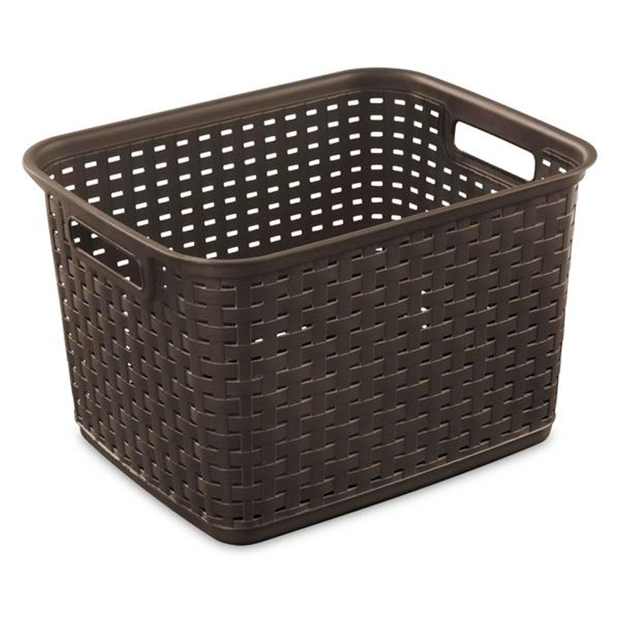 sterilite-tall-plastic-weave-storage-basket-6-pack-brown-for-countertops-and-she image 2