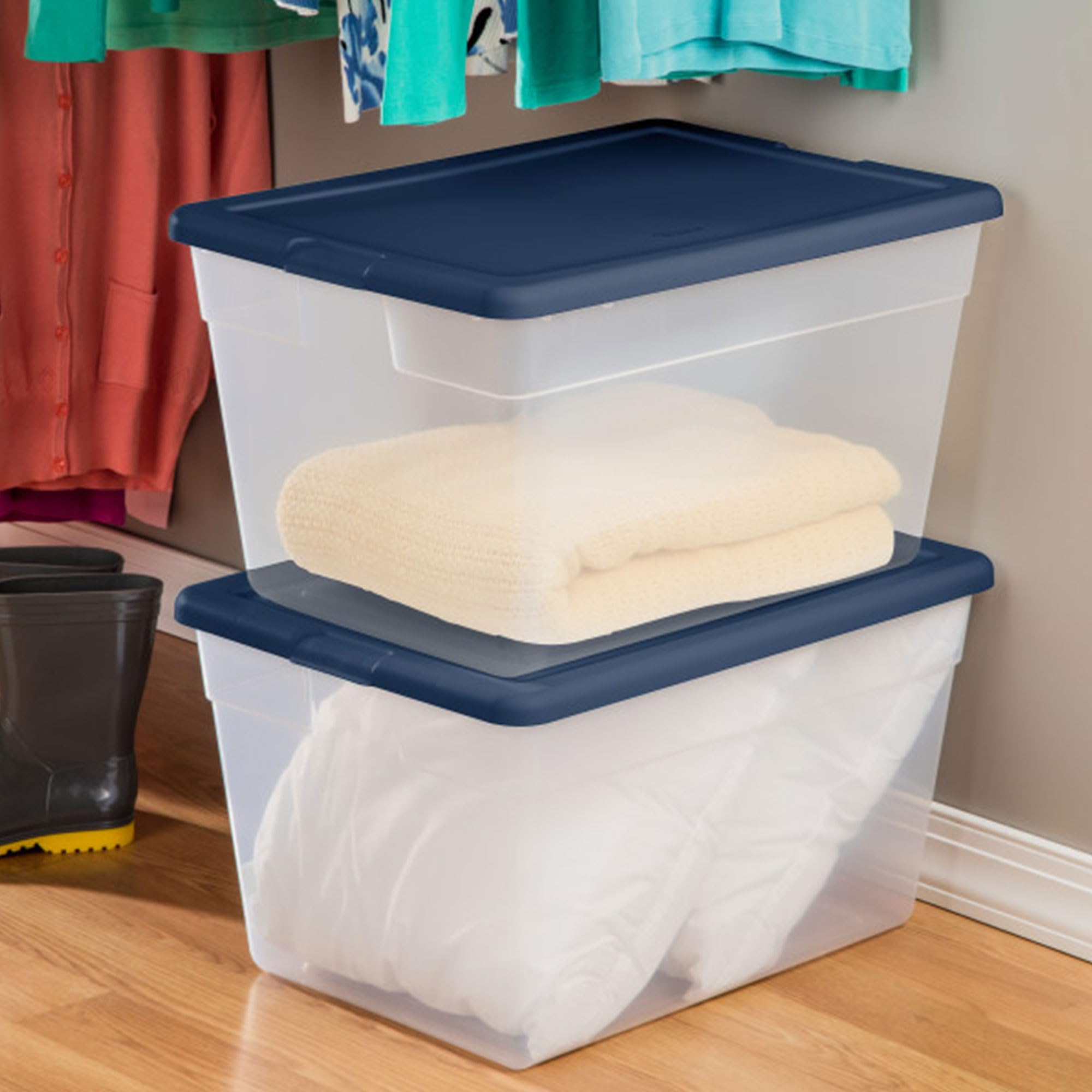 sterilite-56-quart-stackable-storage-box-with-lid-16-pack-marine-blue image 6