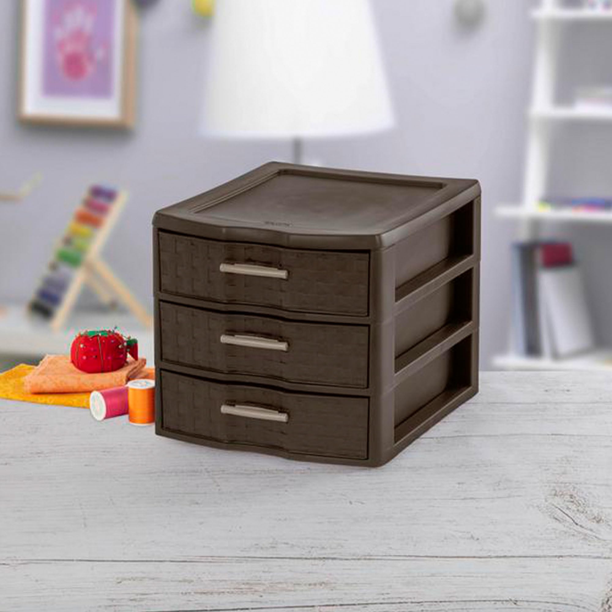 sterilite-medium-weave-craft-office-supplies-3-drawer-storage-organizer-4-pack image 4