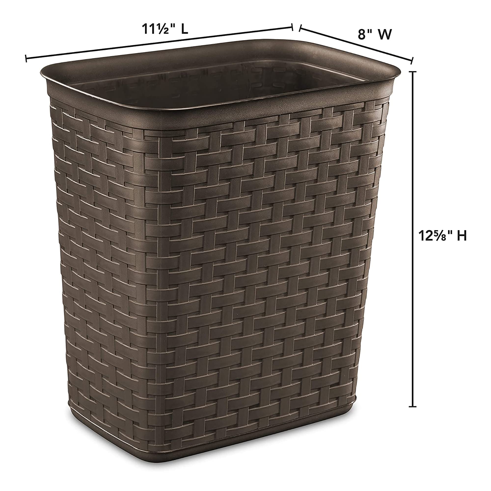 sterilite-weave-3-4-gallon-plastic-wastebasket-with-espresso-brown-finish-24-pac image 3