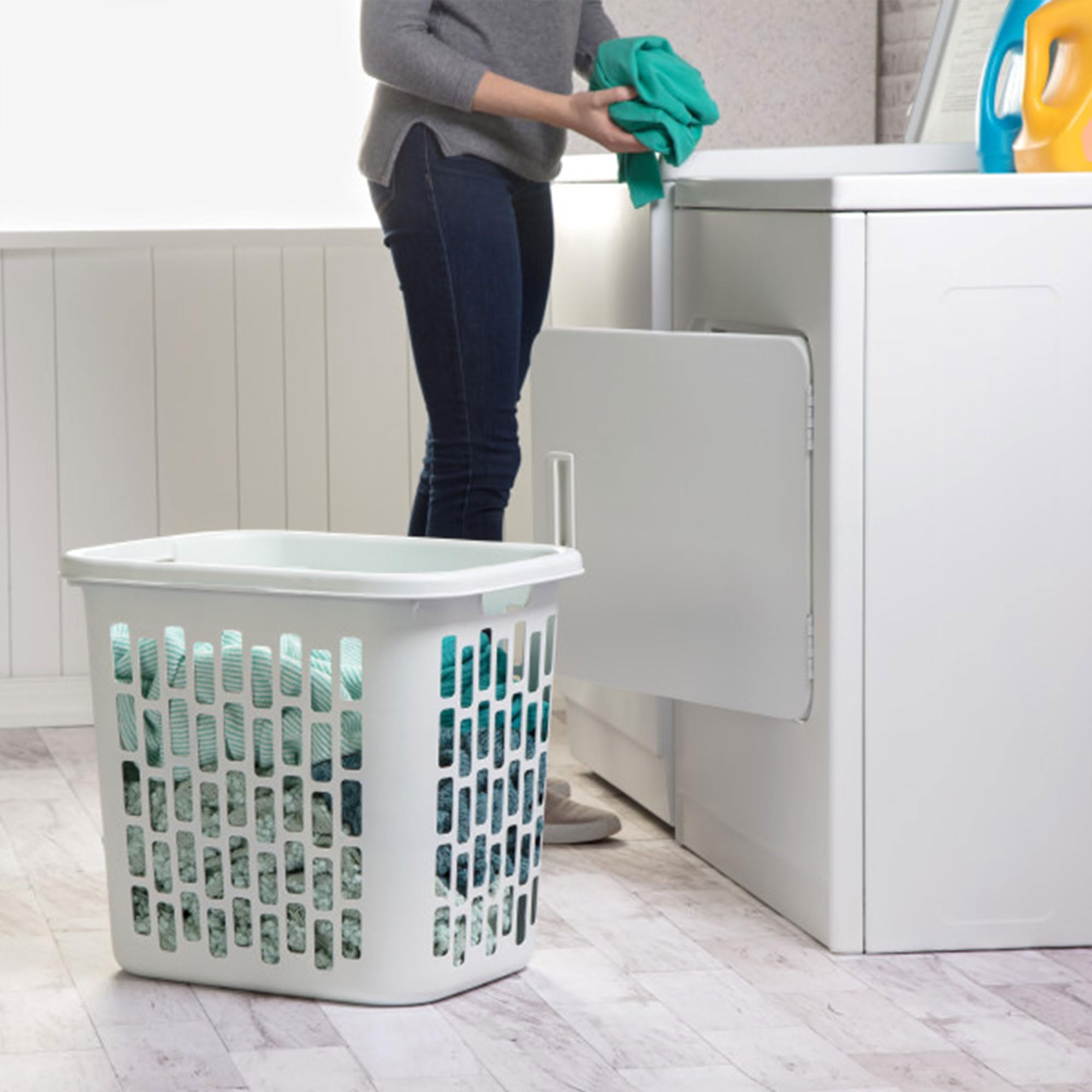 sterilite-easy-carry-laundry-hamper-4-pack-white-plastic-clothes-basket-with-ven image 4