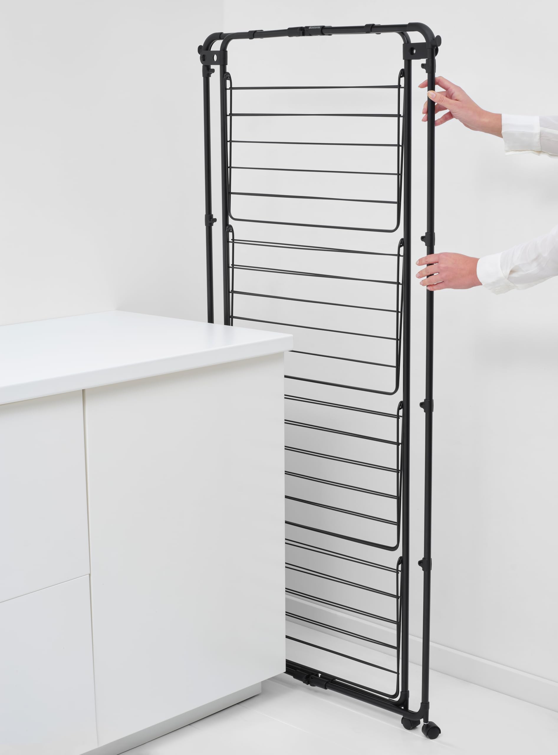 brabantia-hangon-tower-clothes-drying-rack-with-wheels-tall-3-tier-98ft-30m-dryi image 8