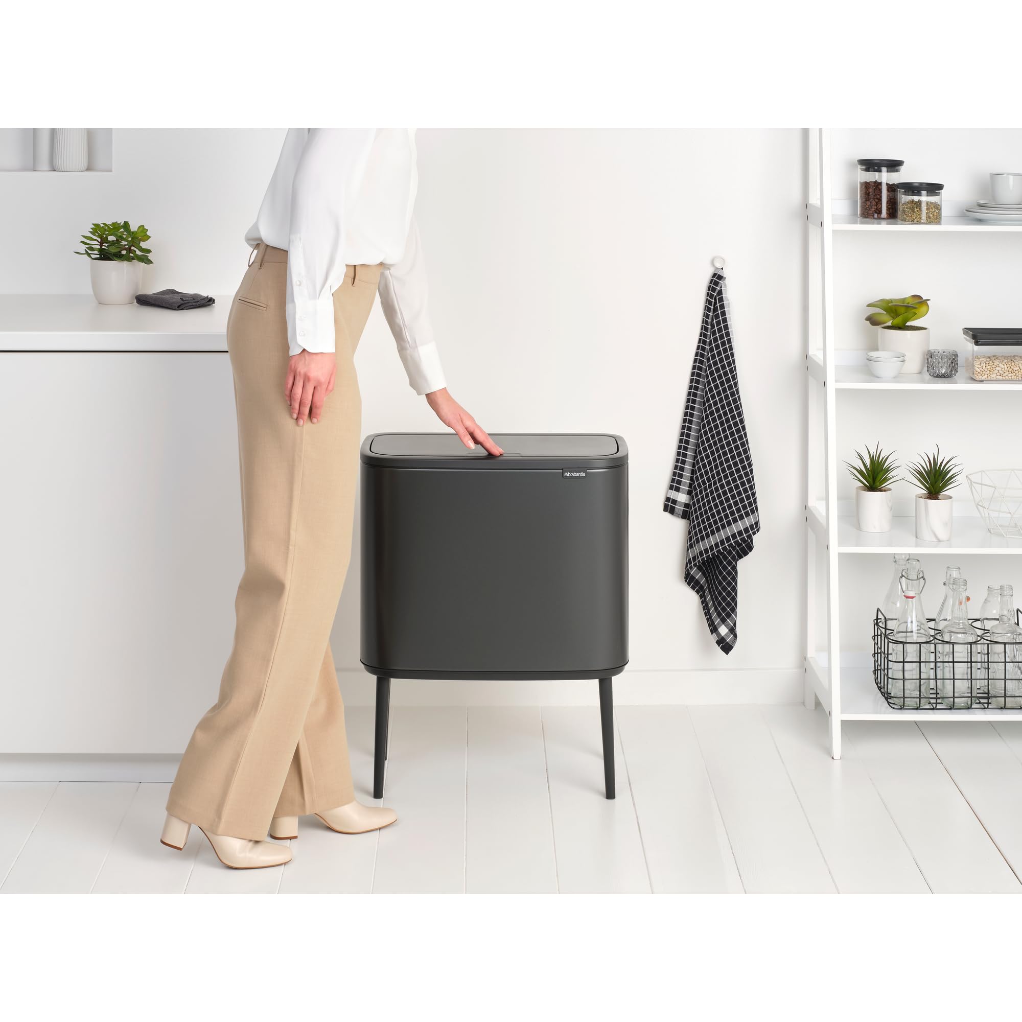 brabantia-bo-touch-top-kitchen-trash-can-with-dual-compartments-raised-legs-conf image 3