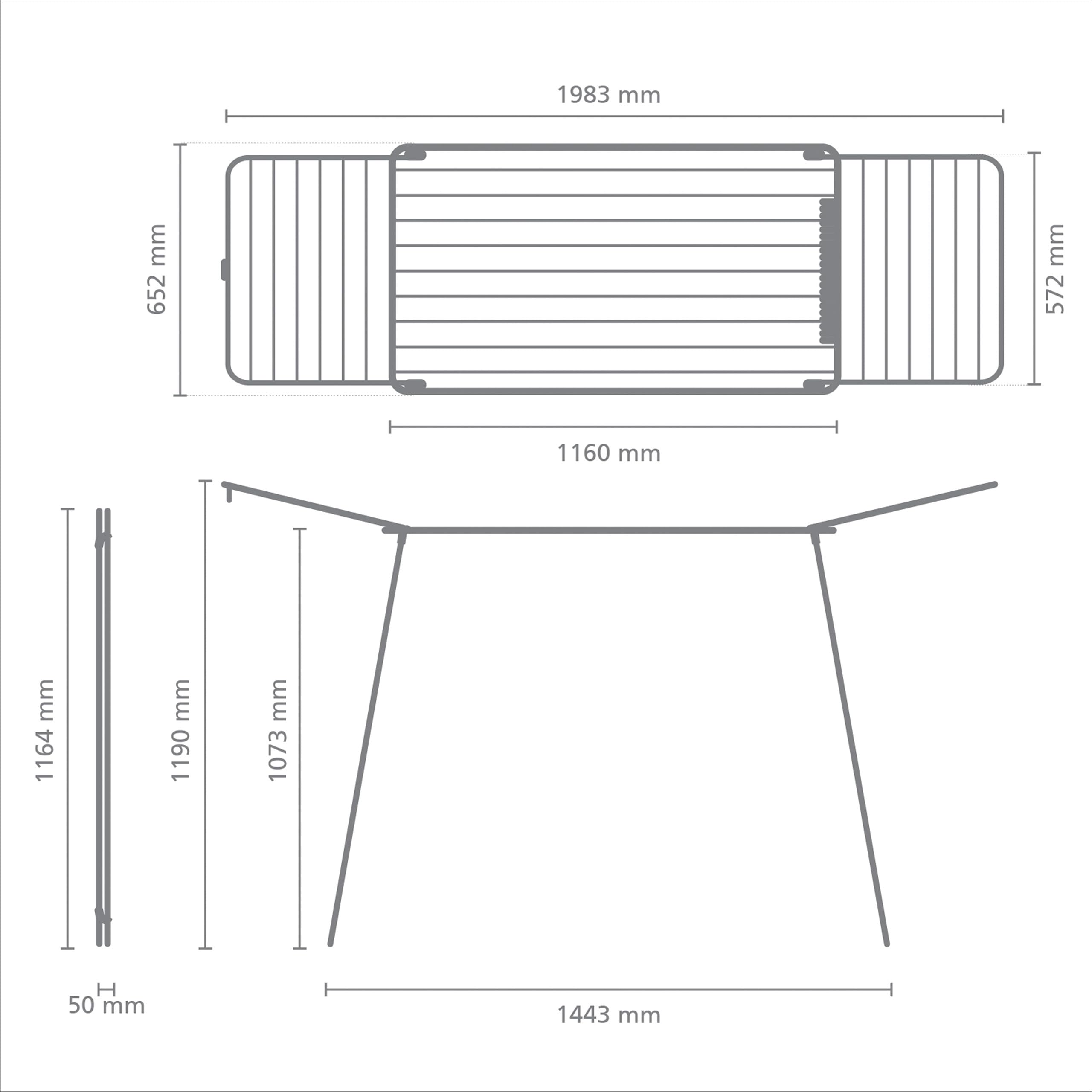 brabantia-hangon-clothes-drying-rack-72ft-22m-drying-space-white-large-foldable- image 2