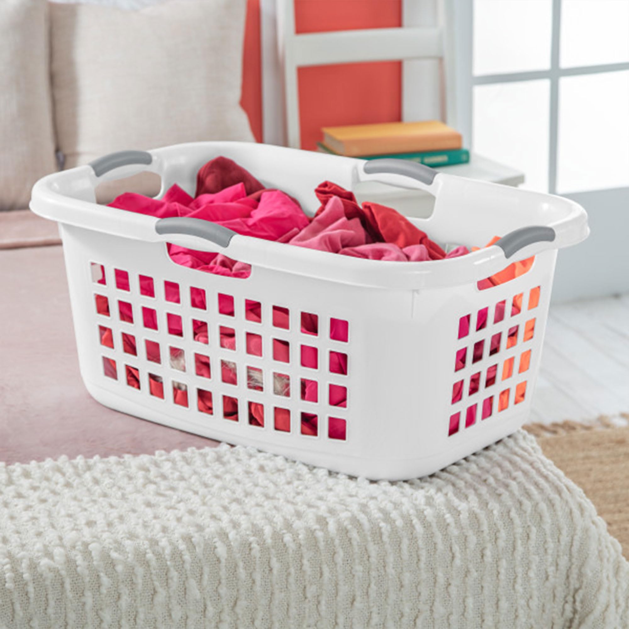 sterilite-6-pack-plastic-laundry-basket-with-comfort-grip-handles-2-bushel-white image 6