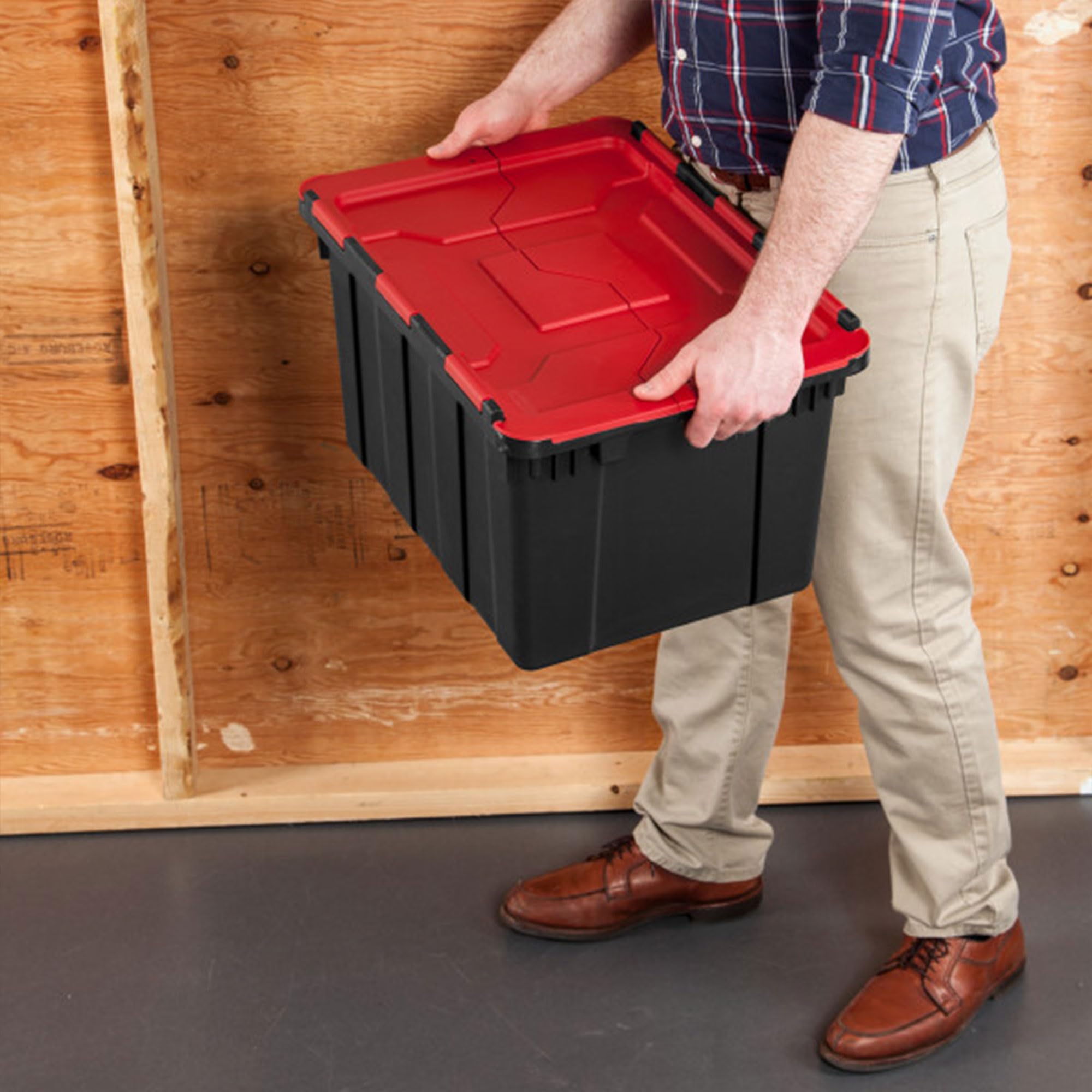 sterilite-6-pack-12-gallon-hinged-lid-industrial-tote-heavy-duty-plastic-storage image 5