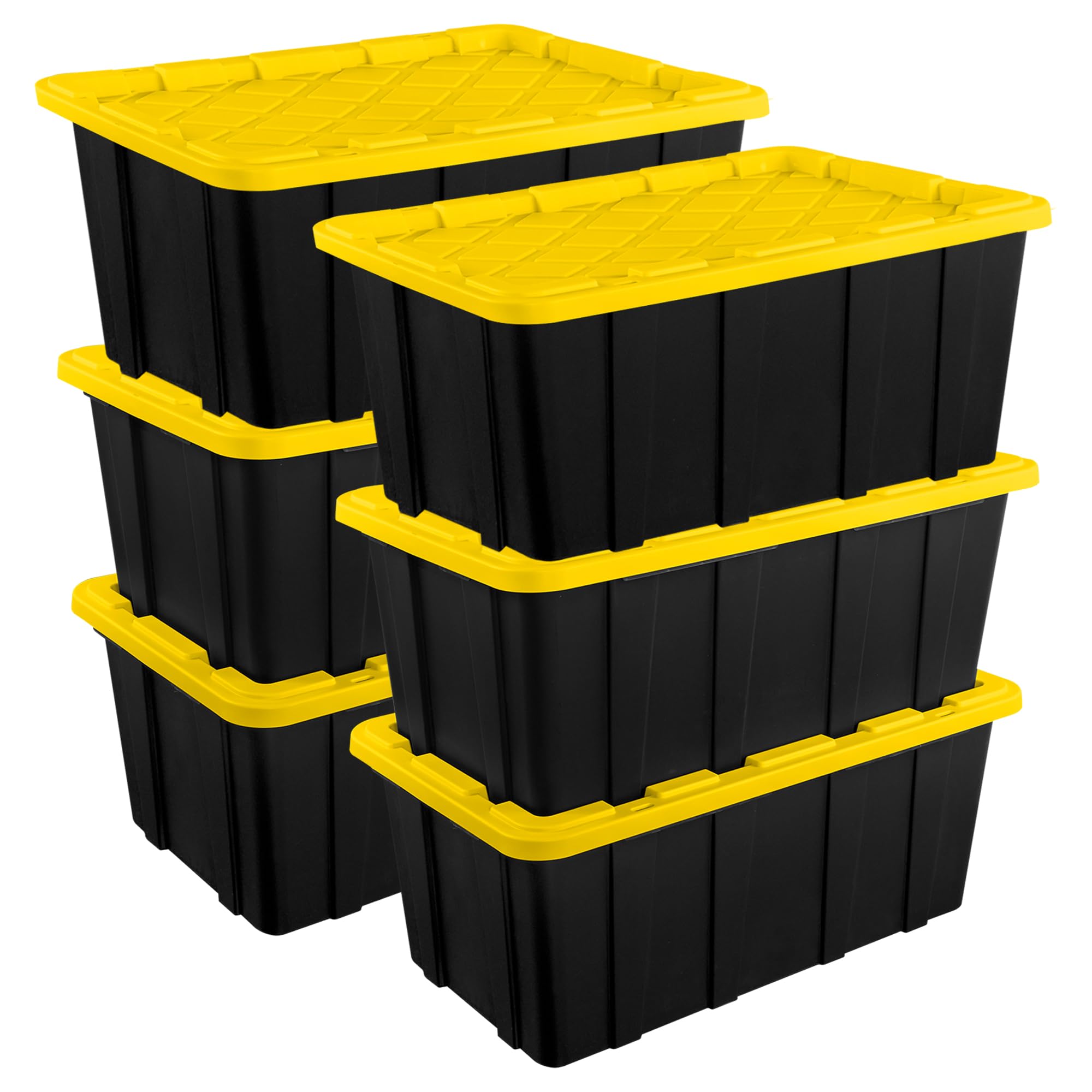 sterilite-6-pack-industrial-storage-tote-with-lids-27-gallon-heavy-duty-clear image 1