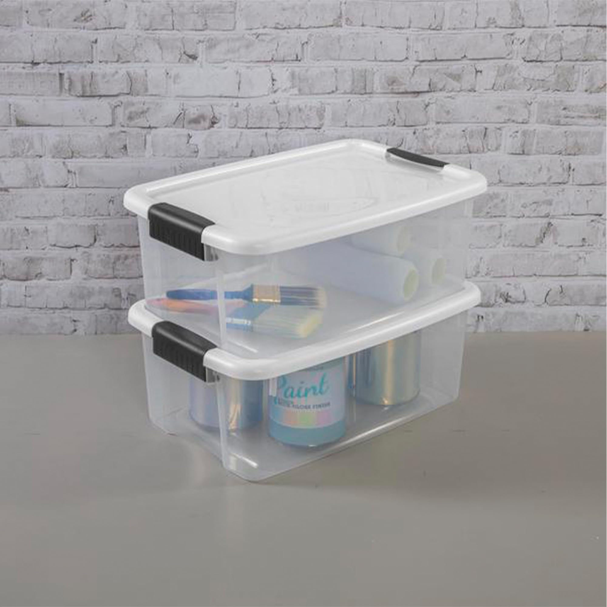 sterilite-30-quart-18-quart-clear-latching-storage-boxes-with-white-lids-12-pack image 6