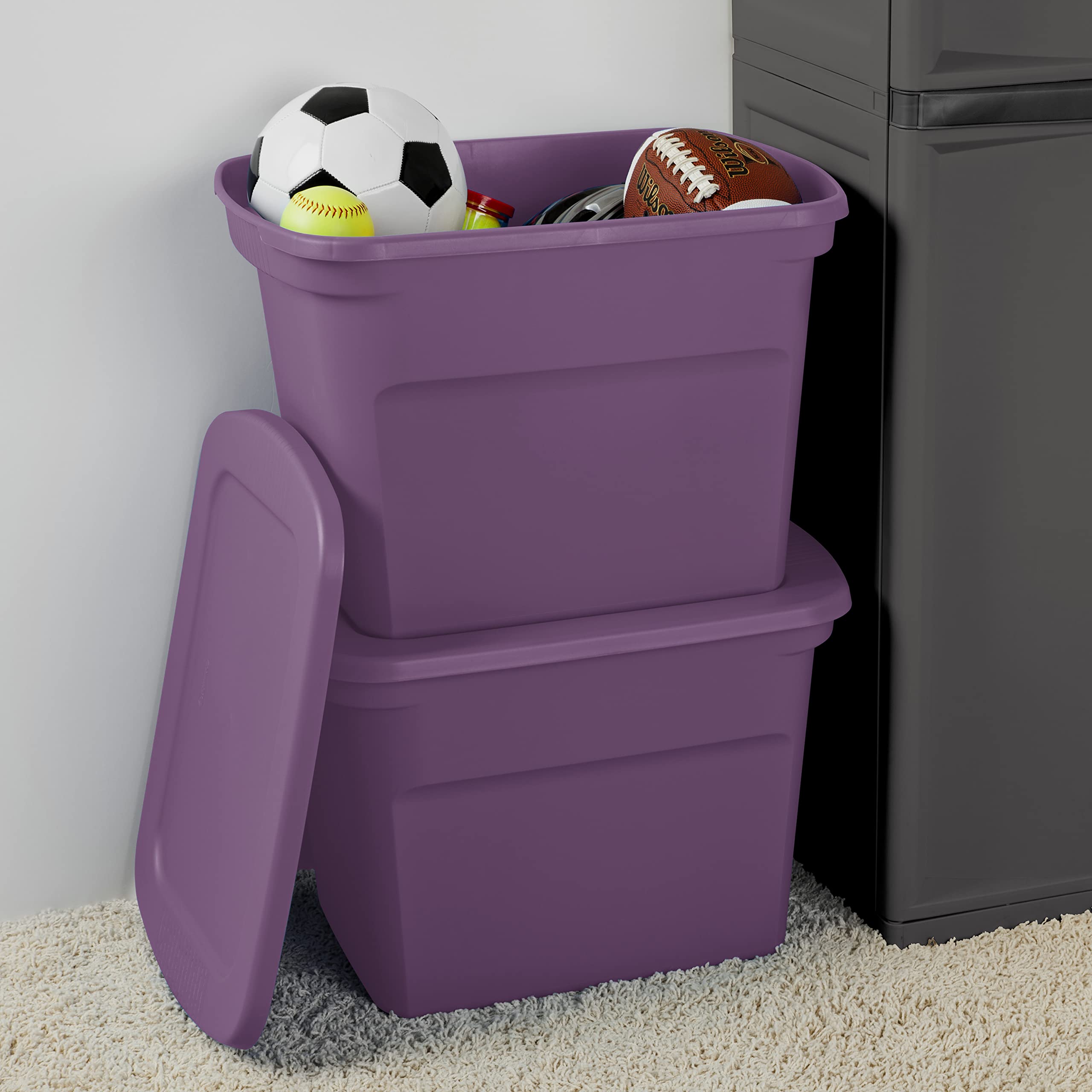 sterilite-18-gallon-stackable-storage-tote-with-handles-and-indented-lid-purple- image 8