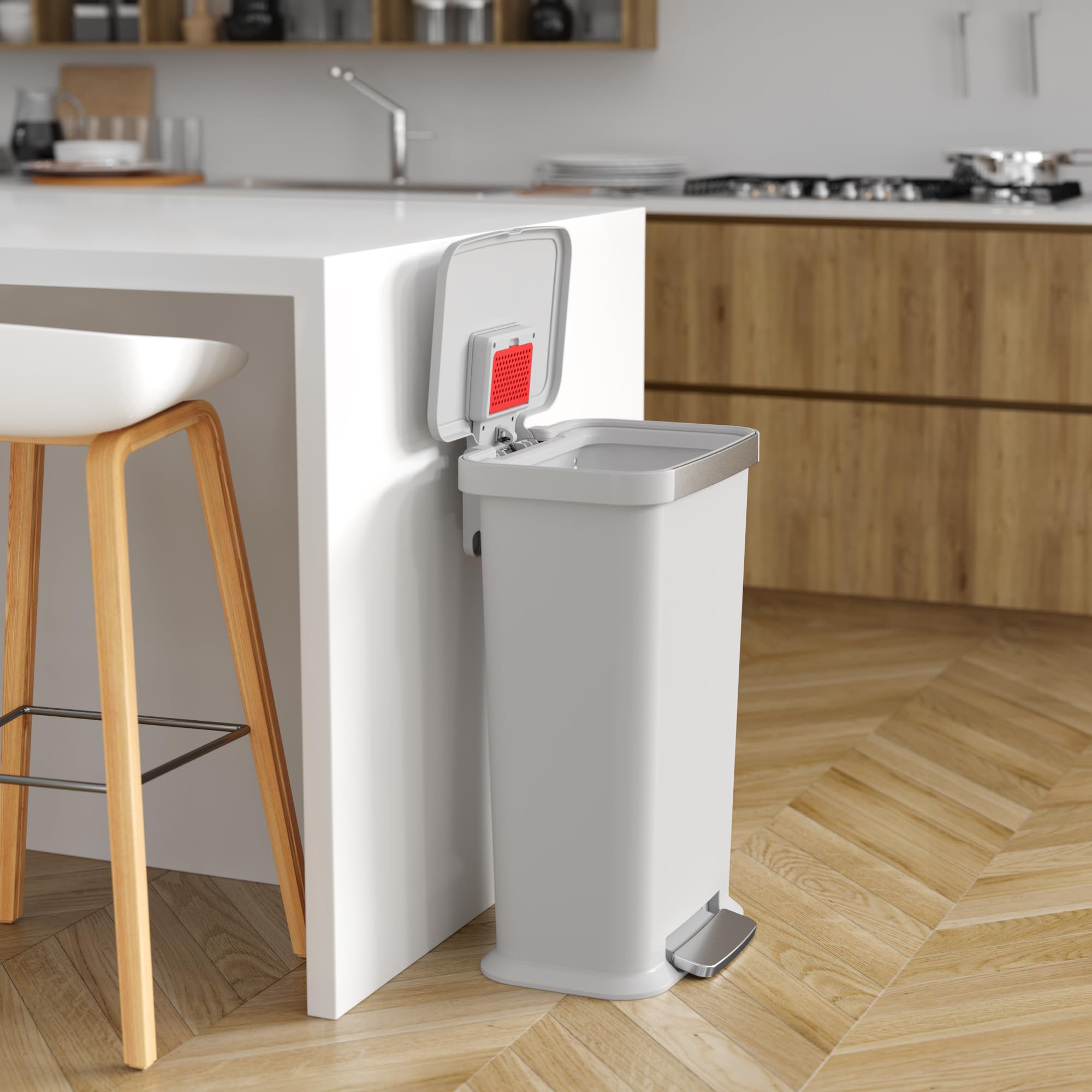 itouchless-softstep-13-2-gal-step-pedal-kitchen-trash-can-with-odor-filter-white image 2