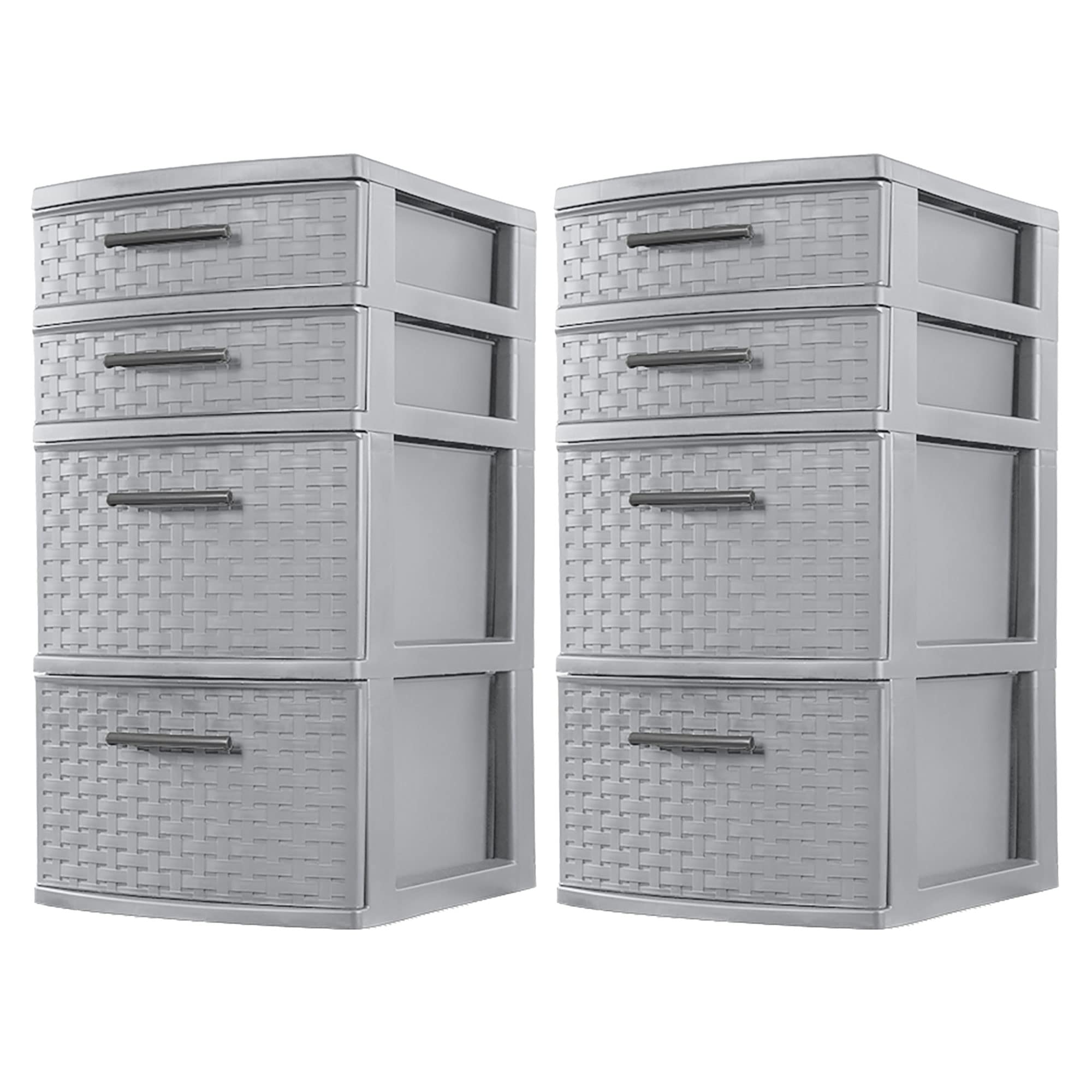 sterilite-4-drawer-organizer-storage-tower-with-medium-weave-drawer-fronts-and-e image 1