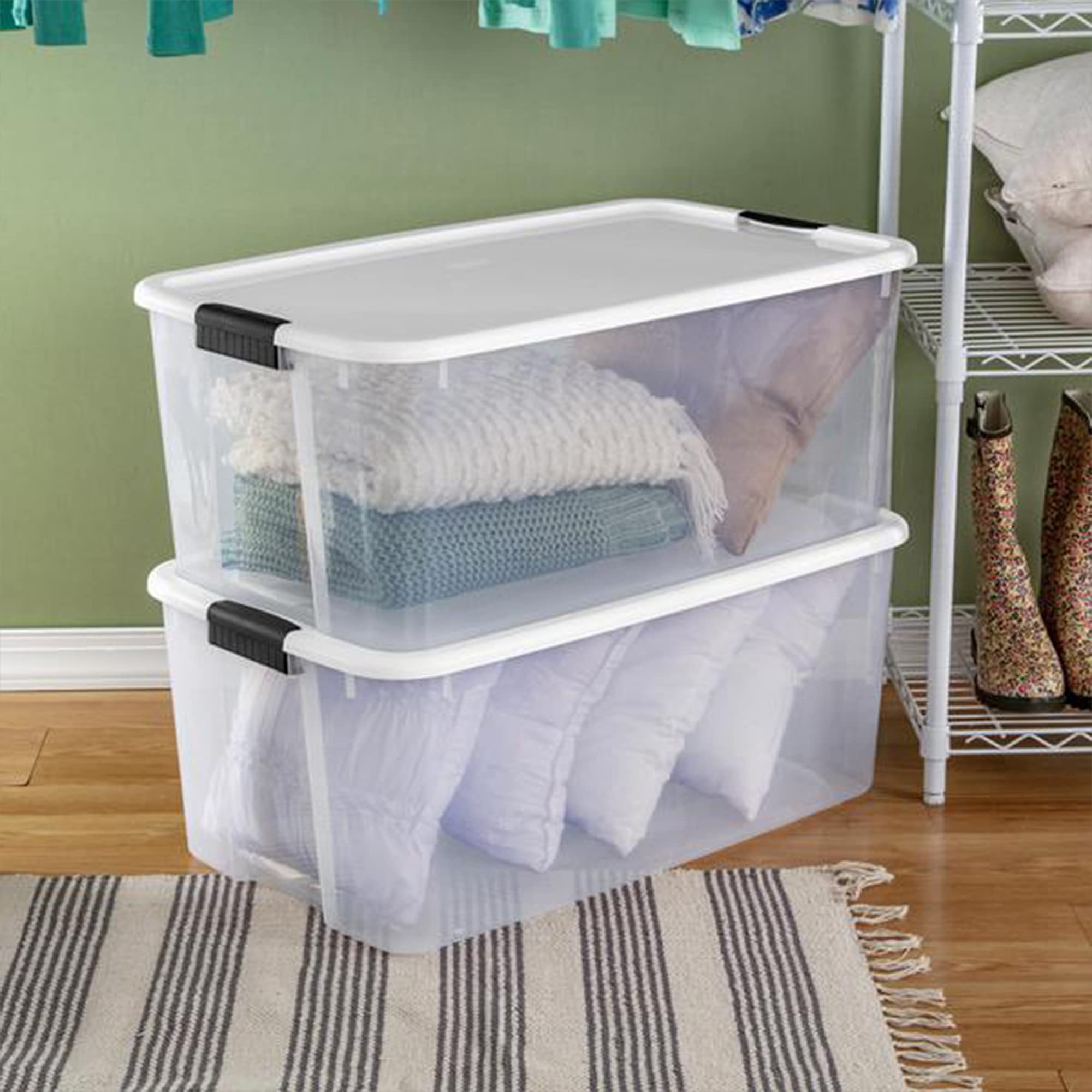 sterilite-116-quart-ultra-clear-plastic-storage-tote-container-with-latching-lid image 7