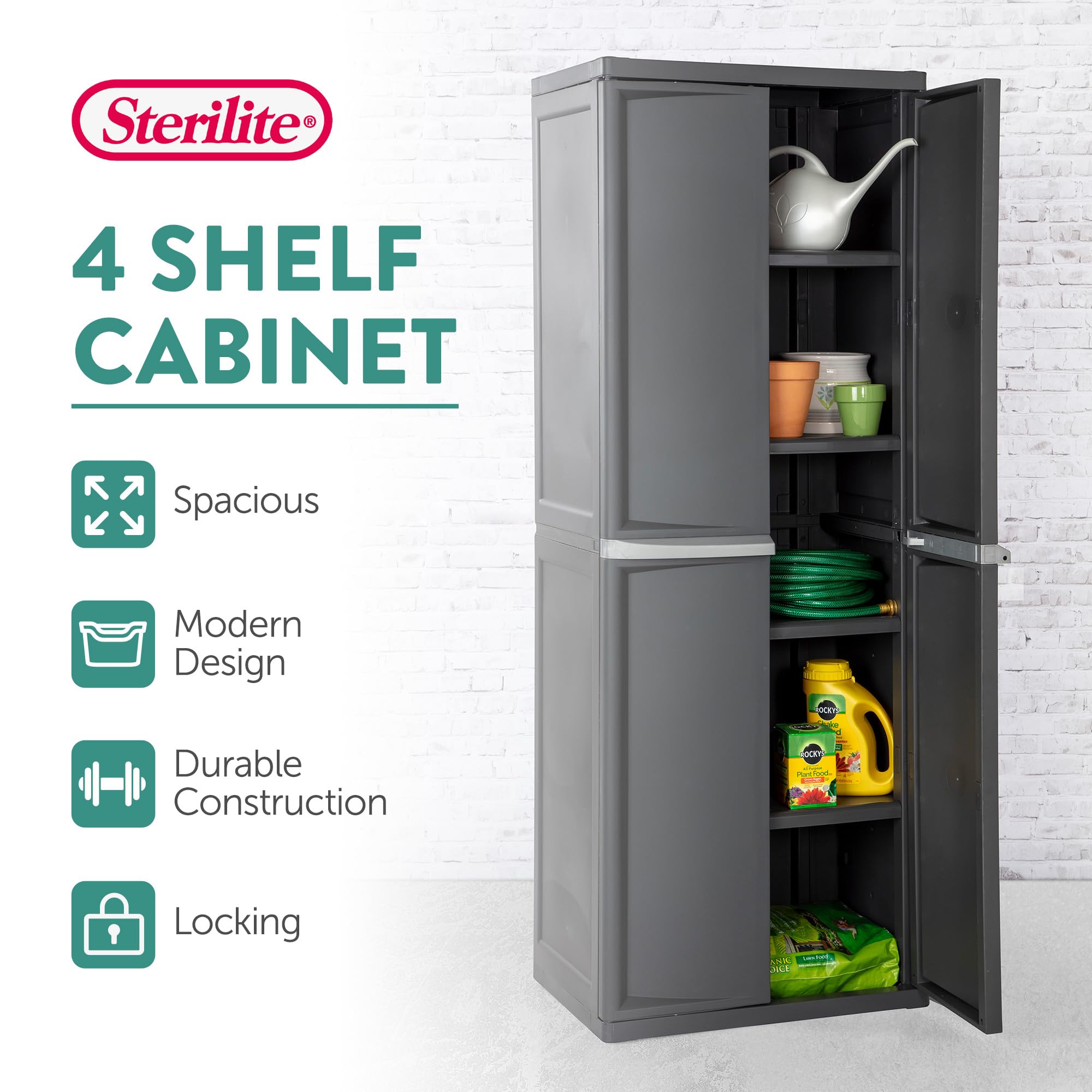 sterilite-4-shelf-cabinet-lockable-utility-storage-gray image 3
