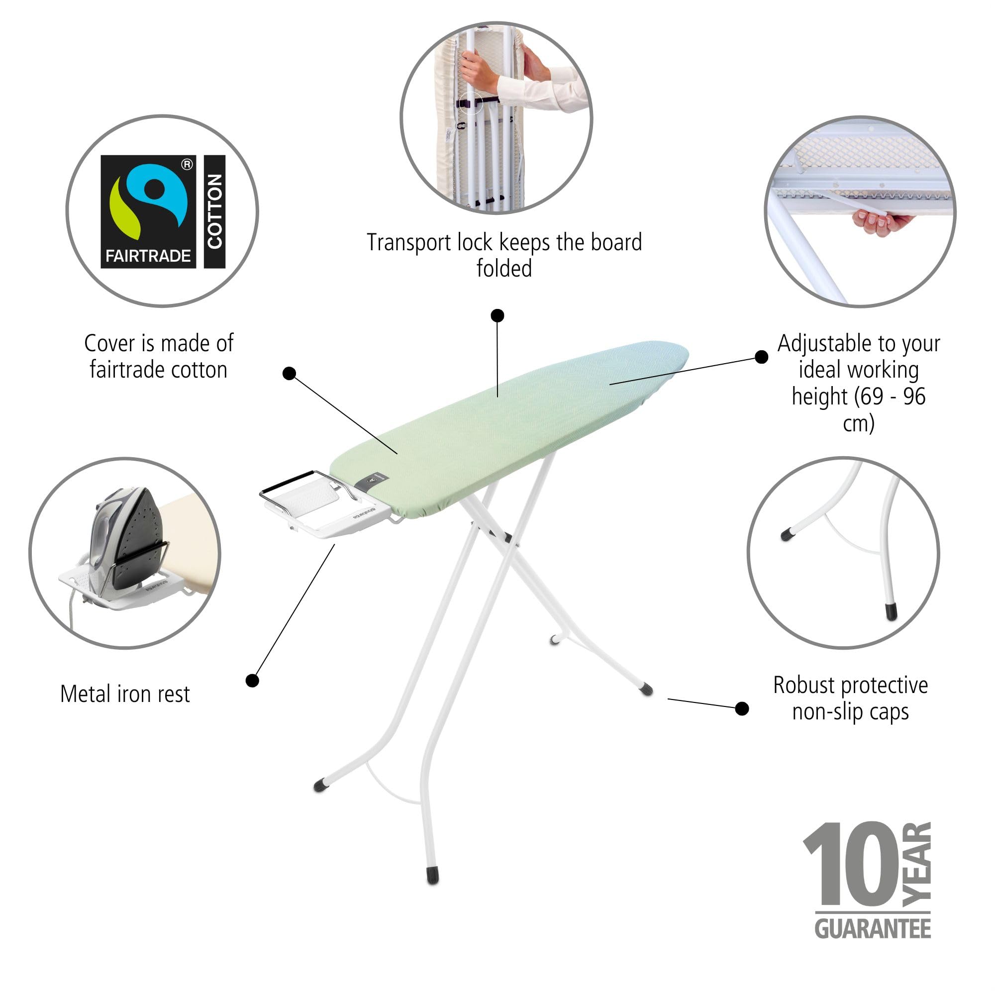 brabantia-compact-ironing-board-with-steam-iron-rest-size-a-fairtrade-cover-adju image 2