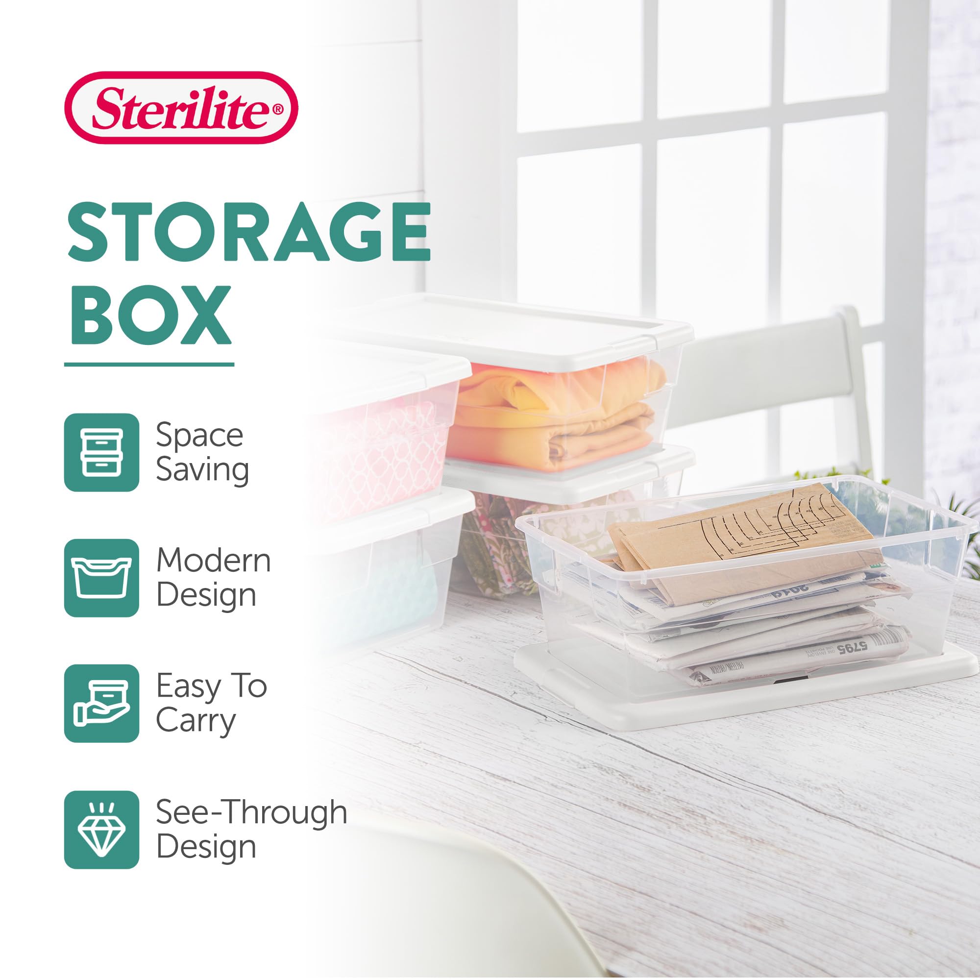 sterilite-24-pack-6-quart-storage-boxes-with-snap-on-lids-clear-plastic image 2