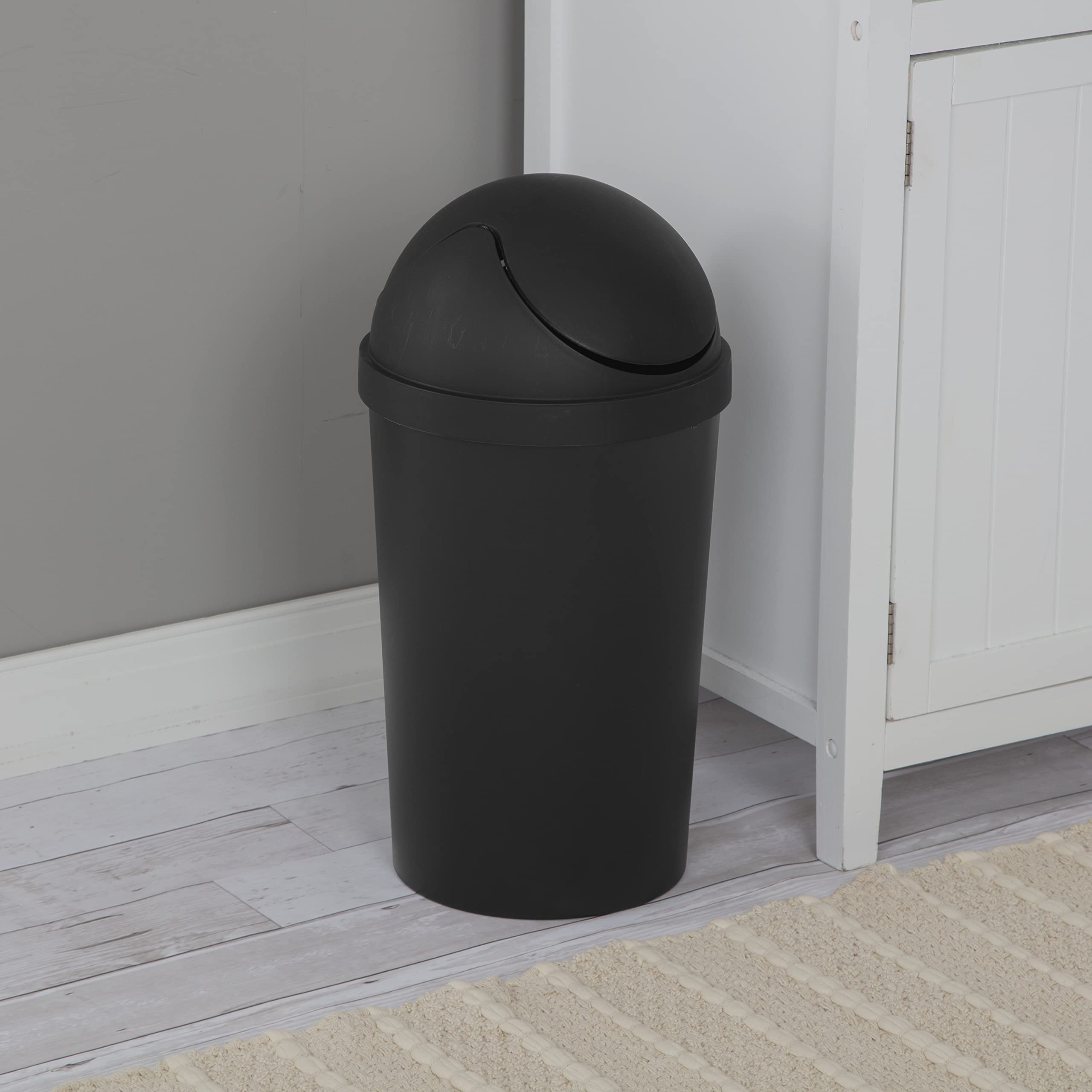 sterilite-3-gallon-round-swingtop-wastebasket-with-lid-black-6-pack image 5