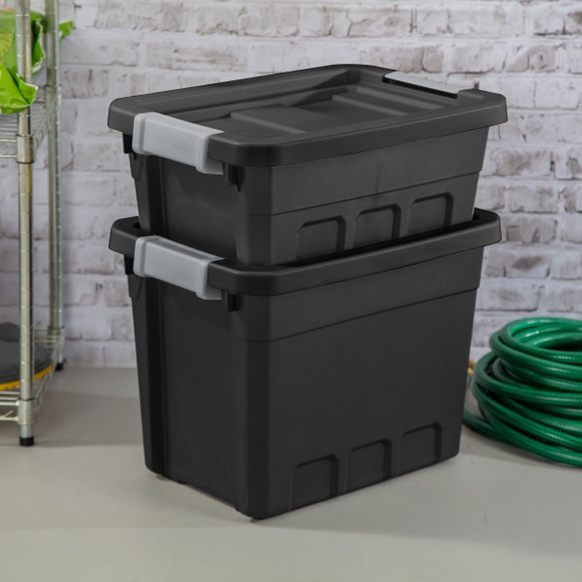 sterilite-12-pack-plastic-storage-bins-with-lids-7-5-gallon-black image 7