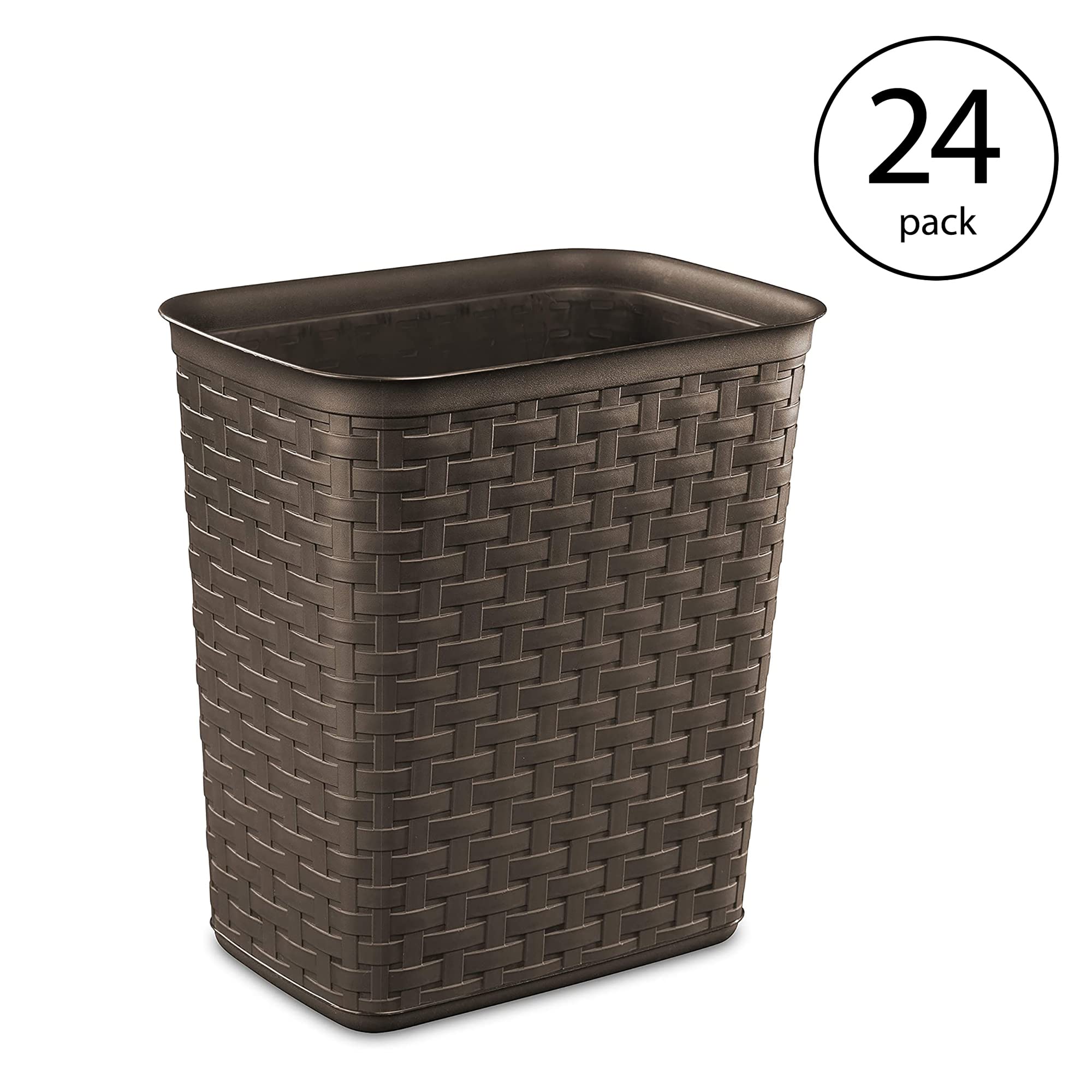 sterilite-weave-3-4-gallon-plastic-wastebasket-with-espresso-brown-finish-24-pac image 2