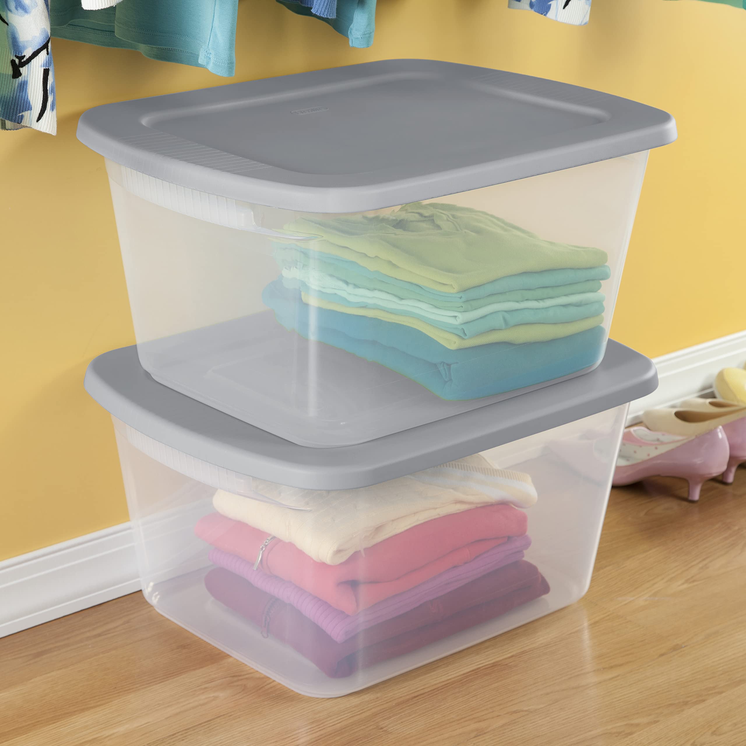sterilite-60-qt-storage-box-set-with-clear-bases-and-gray-lids-stackable-plastic image 5