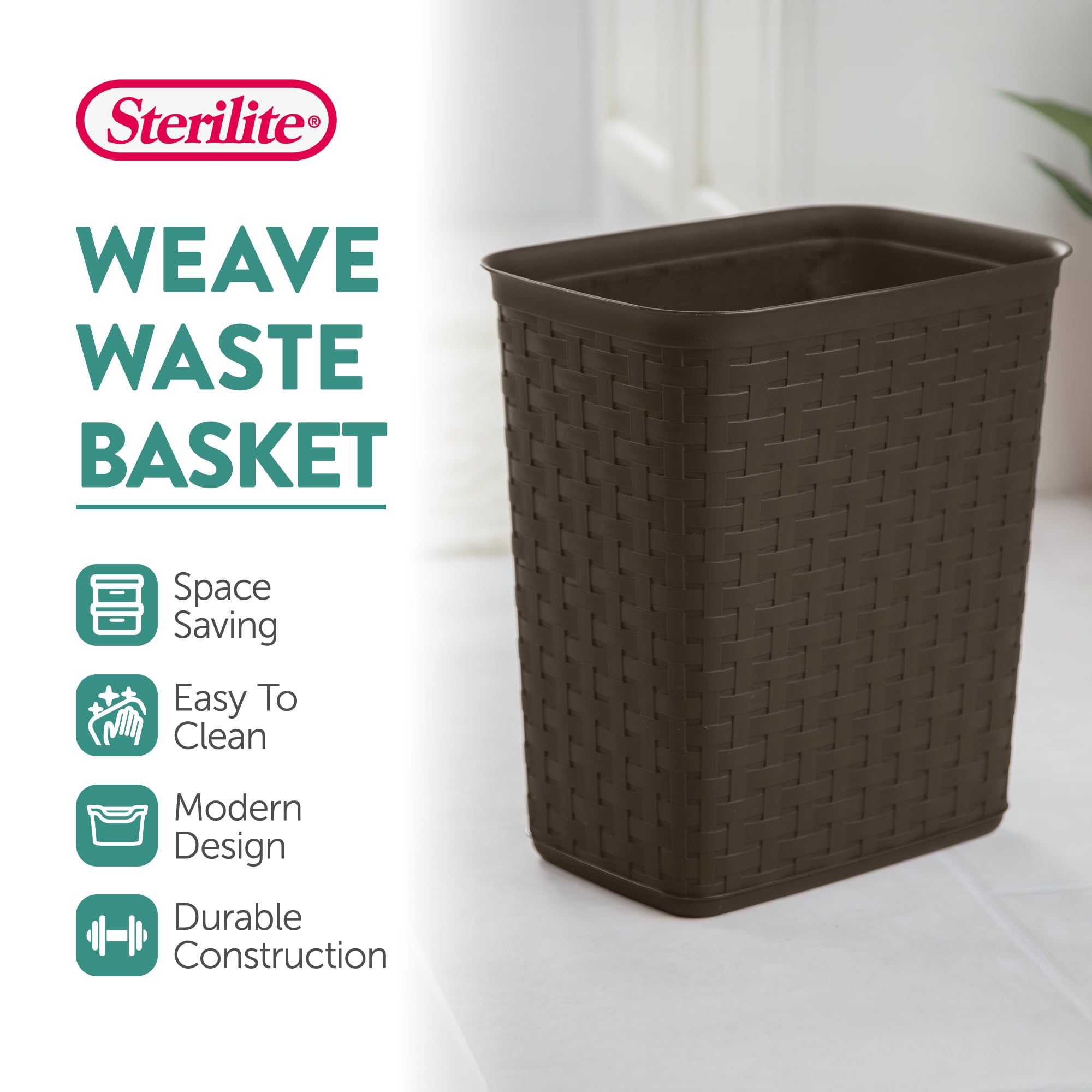 sterilite-3-4-gallon-weave-wastebasket-6-pack-espresso-brown-decorative-small-tr image 4