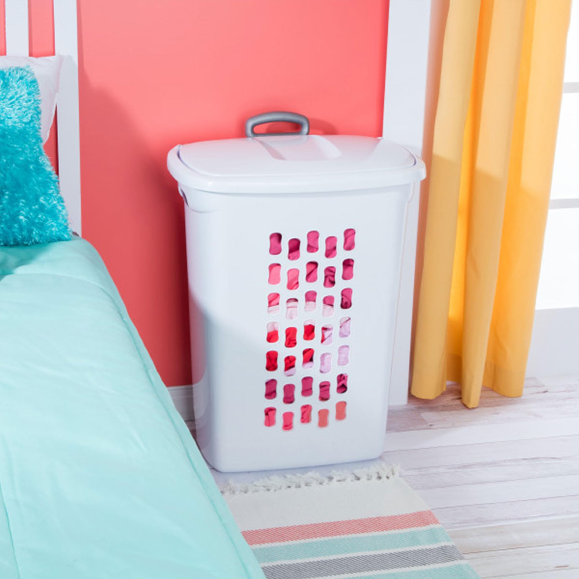 sterilite-ultra-wheeled-hamper-laundry-basket-with-flip-top-lid-retractable-hand image 6