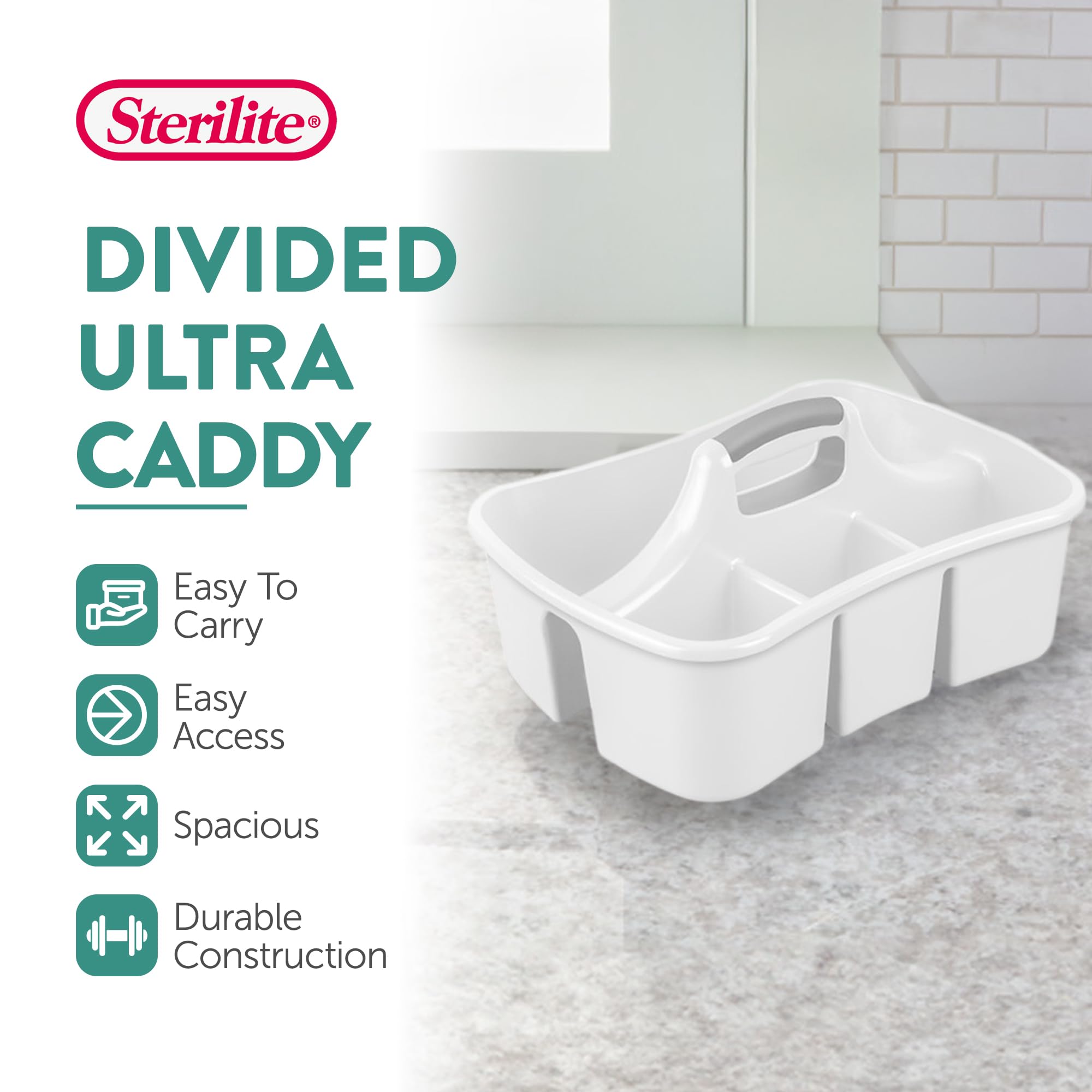 sterilite-6-pack-divided-ultra-caddy-portable-plastic-storage-organizer-with-4-c image 2