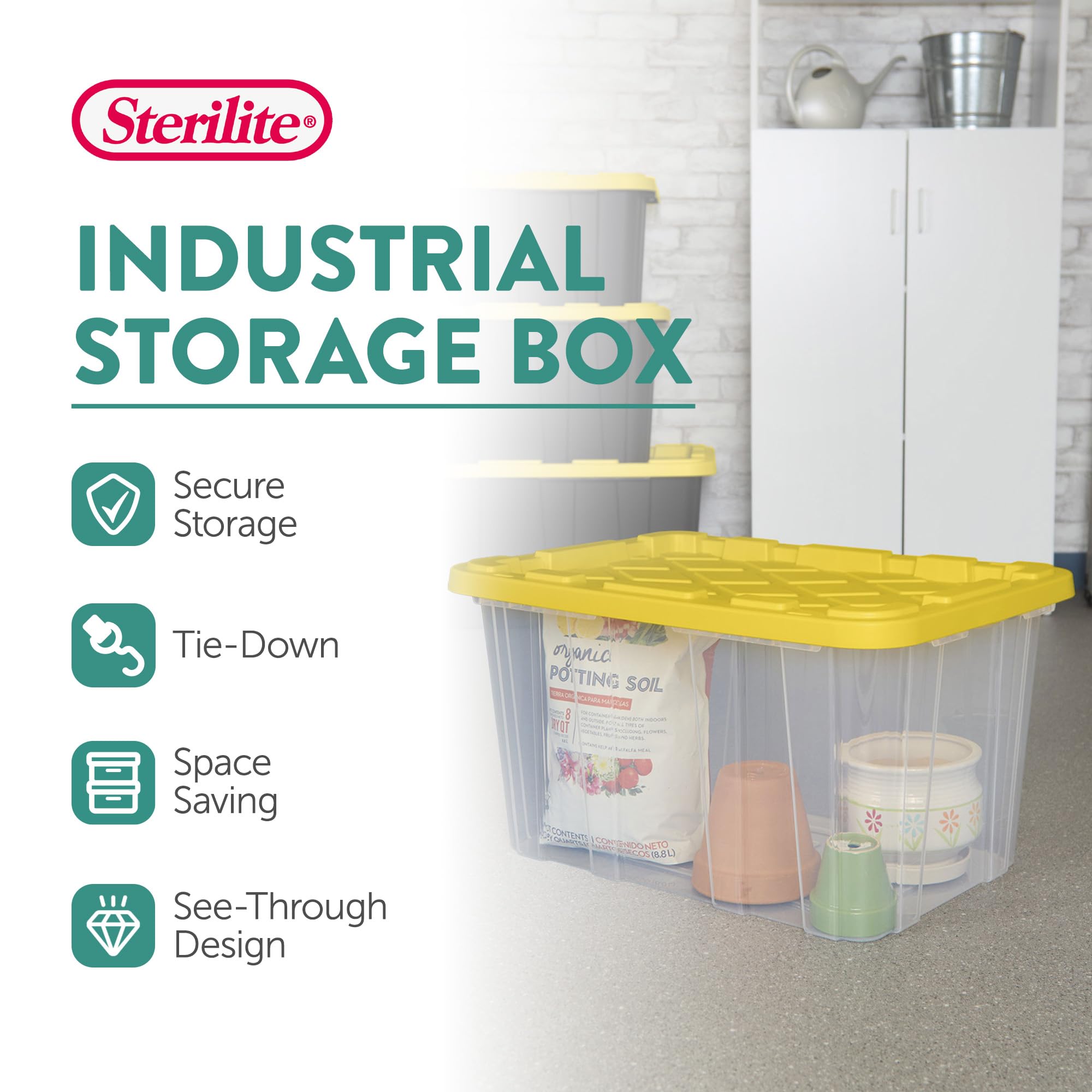 sterilite-27-gallon-industrial-storage-box-with-lids-4-pack-yellow image 2