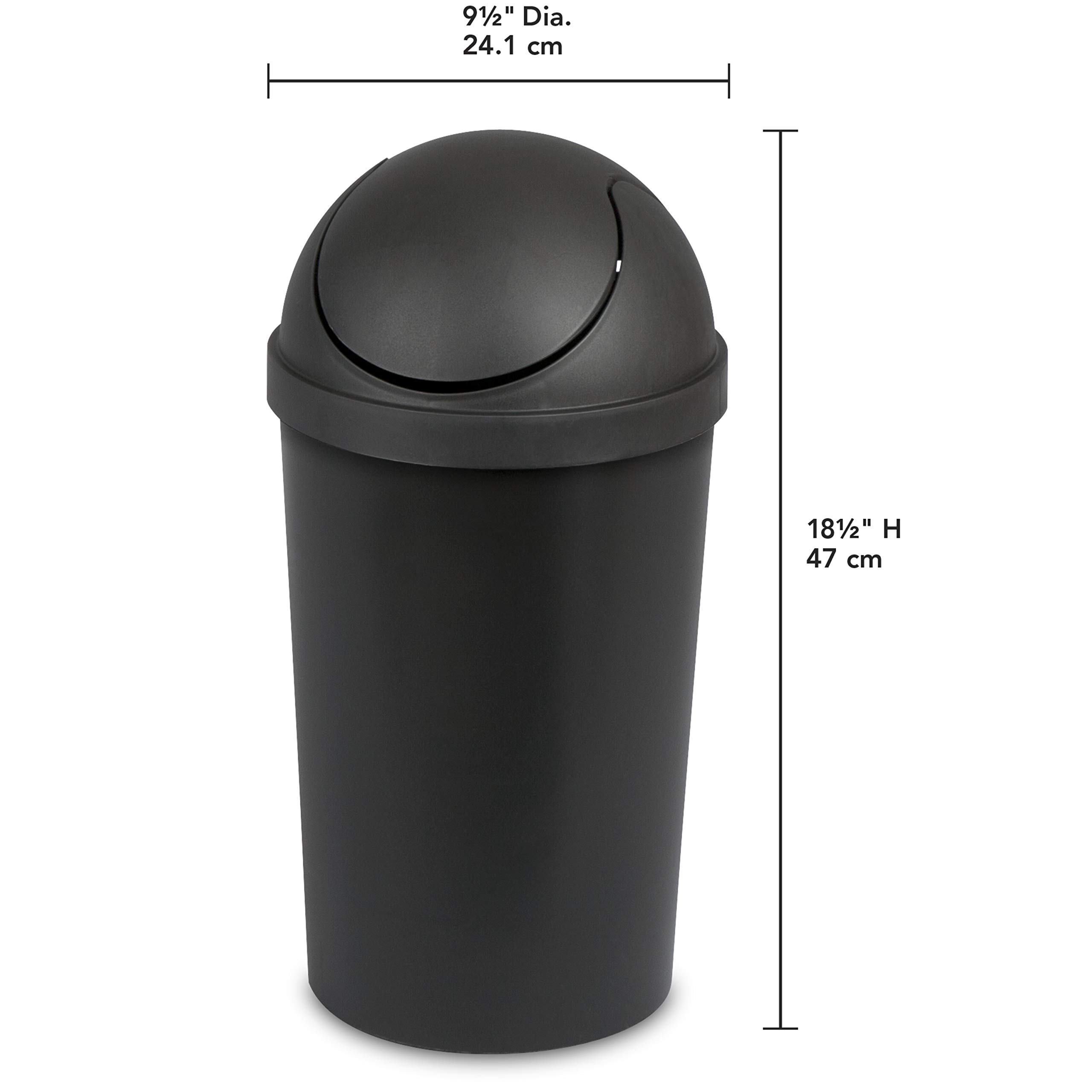 sterilite-3-gallon-round-swingtop-wastebasket-with-lid-black-6-pack image 2