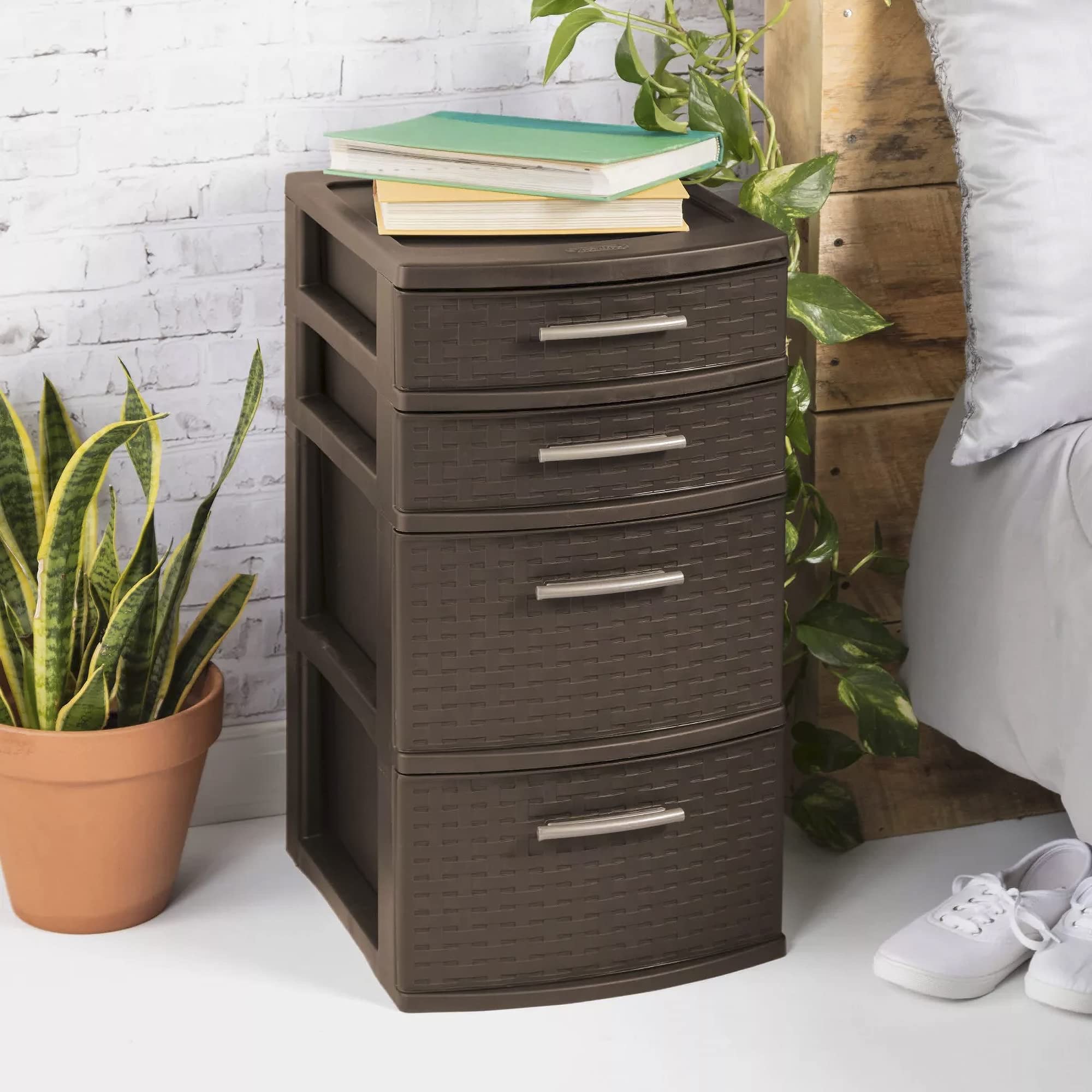 sterilite-4-drawer-organizer-storage-tower-with-medium-weave-drawer-fronts-and-e-2 image 4