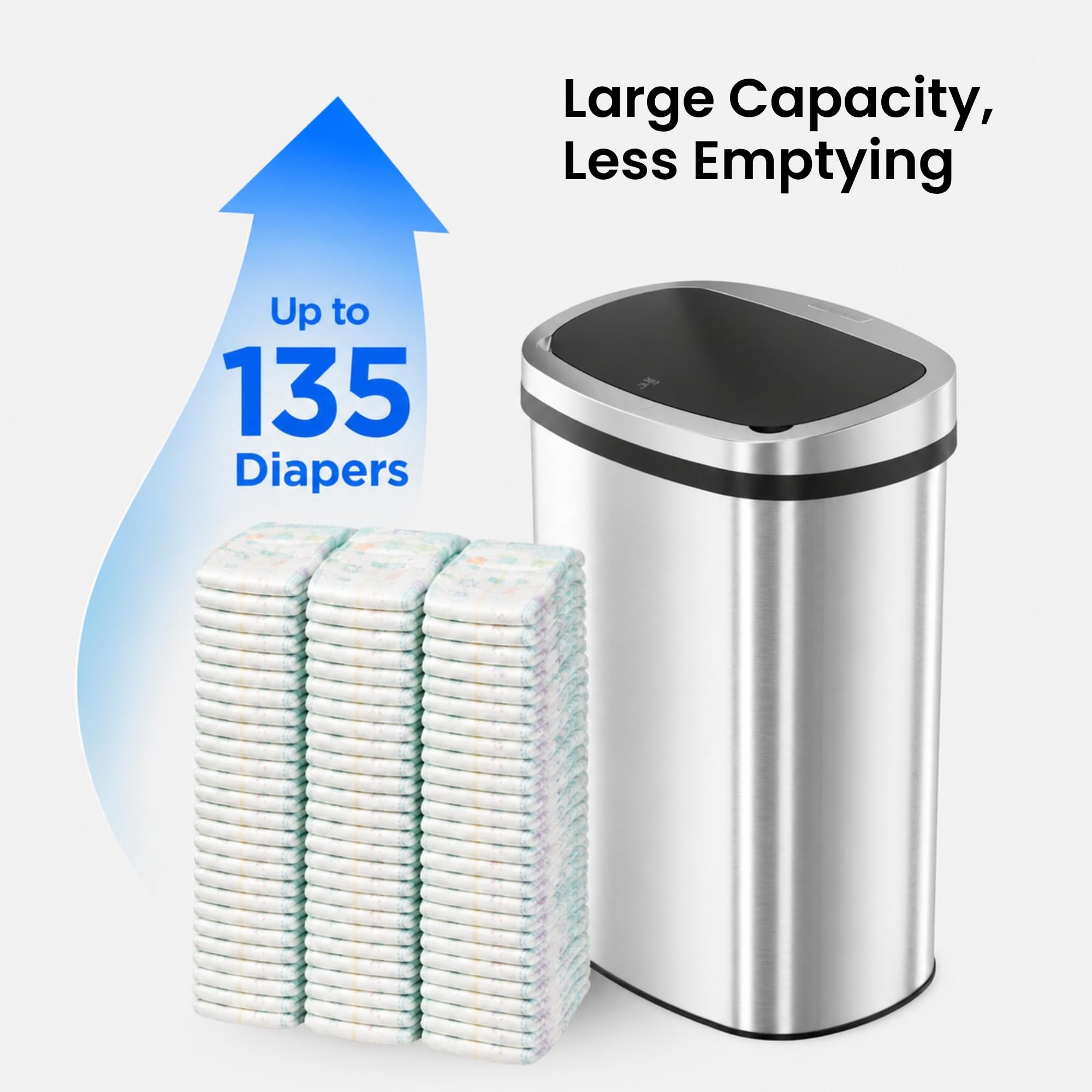 itouchless-13-gallon-press-open-diaper-pail-stainless-steel-with-absorbx-odor-fi image 7