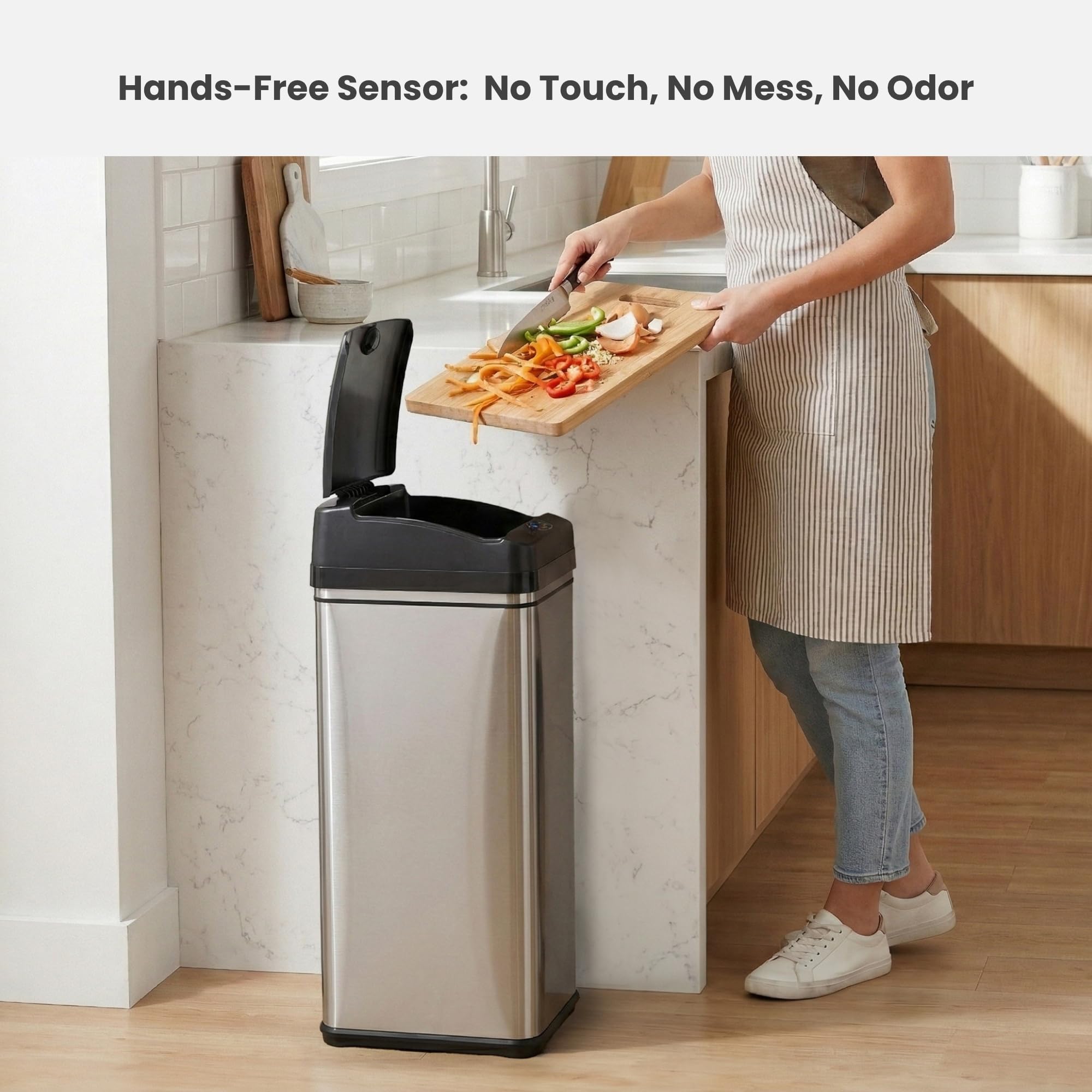 itouchless-50-liter-13-gallon-sensor-dog-proof-trash-can-with-lid-lock-stainless image 3